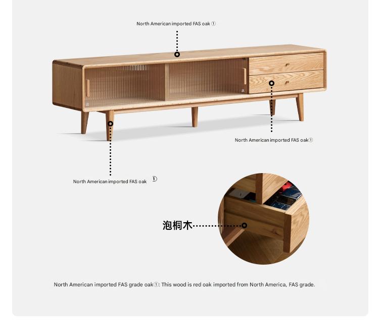 Solid Oak & Beech Wood TV Stand - Modern Entertainment Center for Living Room, Bedroom - Durable & Stylish TV Console with Storage Shelves