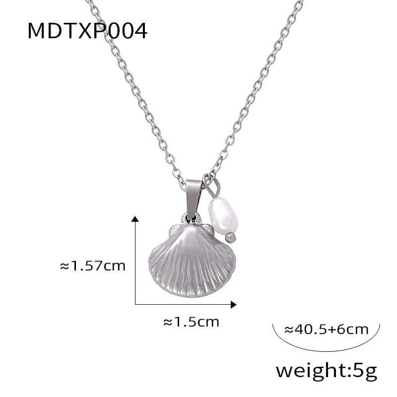 18K Gold Freshwater Pearl Seashell Pendant Earrings Set for Women - Elegant Dangle Drop Earrings for Wedding, Party & Evening Wear | MDT010