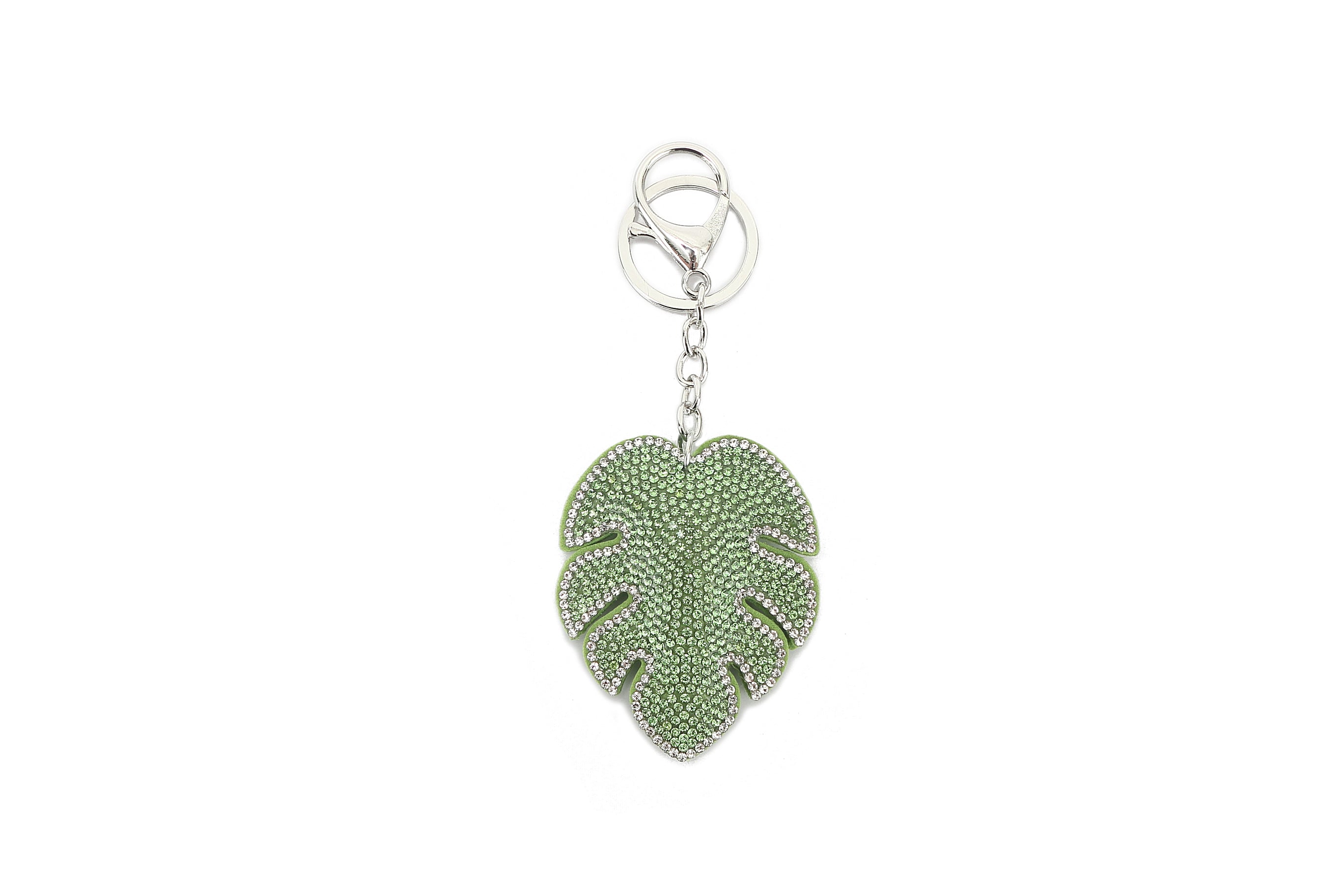 Crystal Monstera Leaf Bag Charm - Elegant Green Pendant for Handbags, Backpacks & Accessories | Perfect Gift for Women & Fashion Lovers