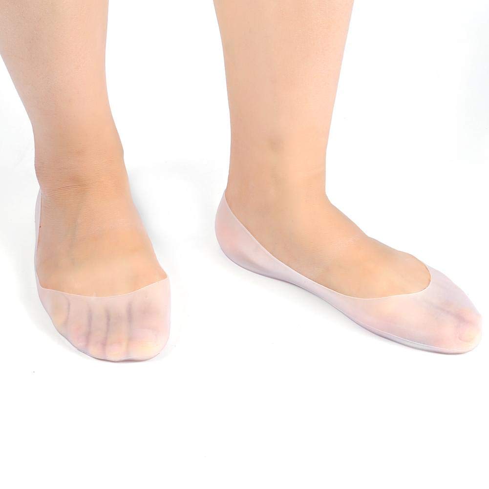 Xuuyuu Silicone Gel Moisturizing Socks for Women & Men - Breathable Full Length Foot Care Protector with Ventilation Holes - Relieves Plantar Fasciitis, Metatarsalgia & Dry Cracked Heels (Large, White) - Perfect for Night Treatment, Spa & Home Relaxation
