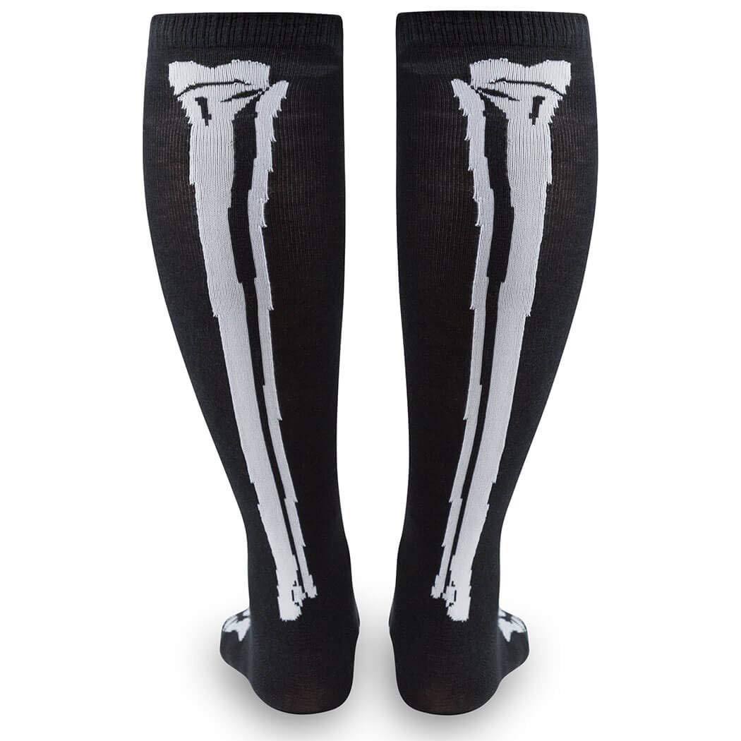 Halloween Skeleton Knee High Running Socks - Half Cushioned Athletic Socks for Men & Women by Gone For a Run (One Size) - Perfect for Costume Running, Jogging, and Halloween Workouts