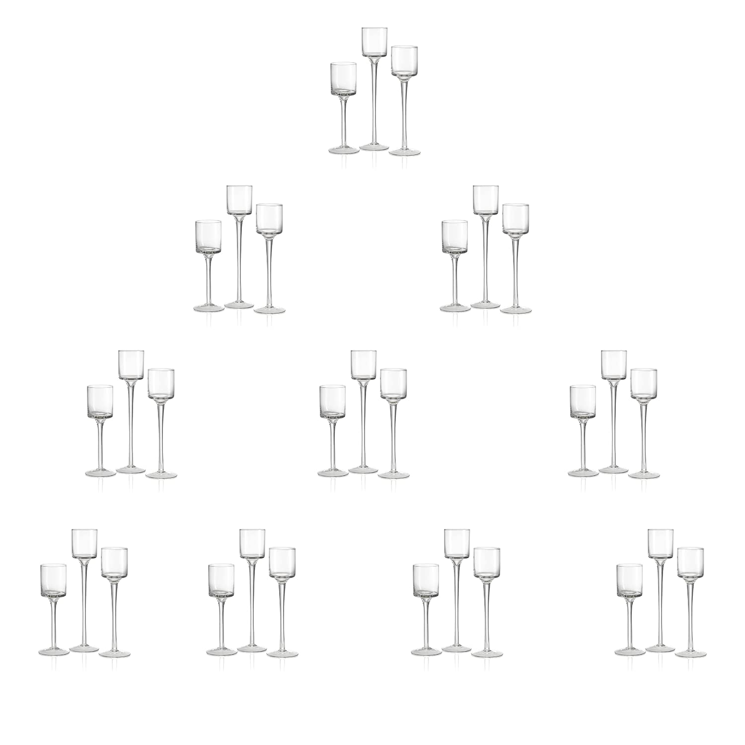 Elegant Clear Glass Tea Light Candle Holders - 10-Piece Set for Weddings, Dining Parties & Home Decor | Hurricane-Style Tall Candle Holders Perfect for Table Settings, Centerpieces & Romantic Gifts (Small Size)
