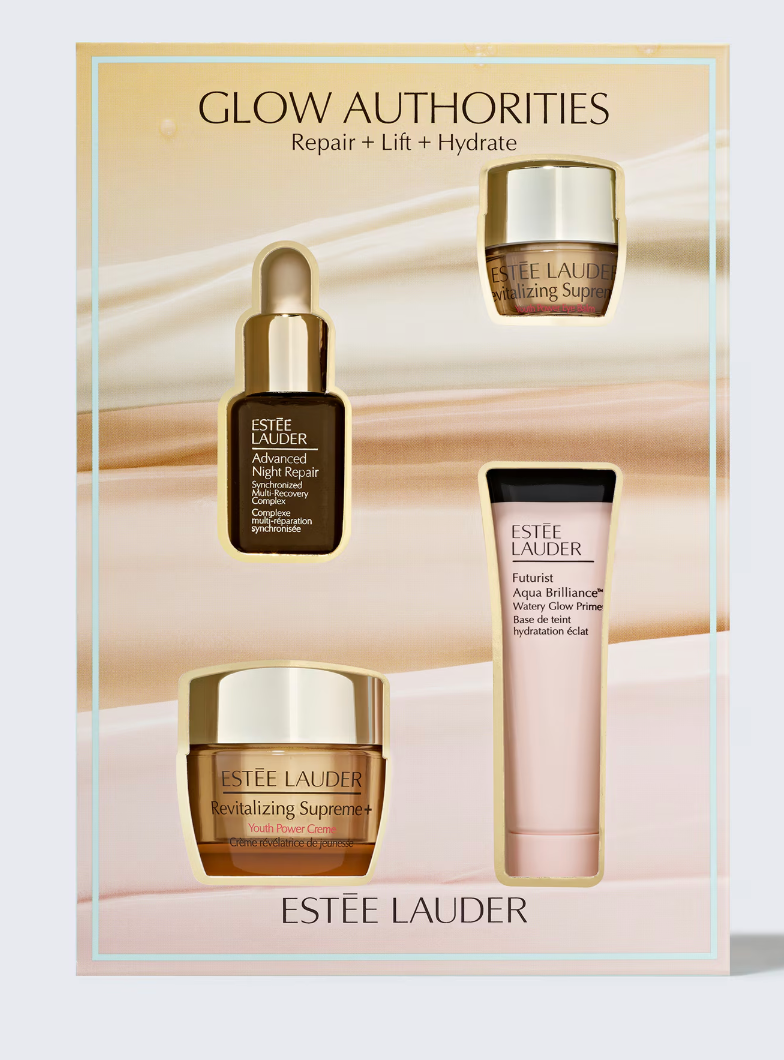 Estée Lauder Glow Authorities Repair + Lift + Hydrate Gift Set - Anti-Aging Skincare Kit with Serum & Moisturizer for Radiant Skin | Perfect for Night Routine & Special Occasions