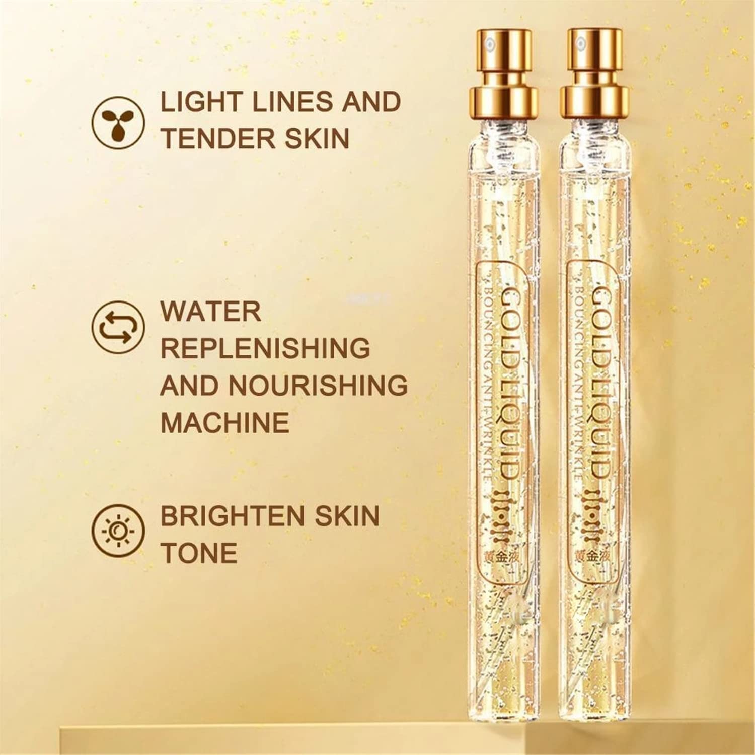 24K Gold Face Serum with Soluble Protein & Nano Gold Essence - Anti-Aging Moisturizing Skin Care for Women | Absorbable Collagen Threads for Wrinkle Reduction & Skin Rejuvenation | Perfect for Night Routine & Daily Hydration (2-Pack Set)