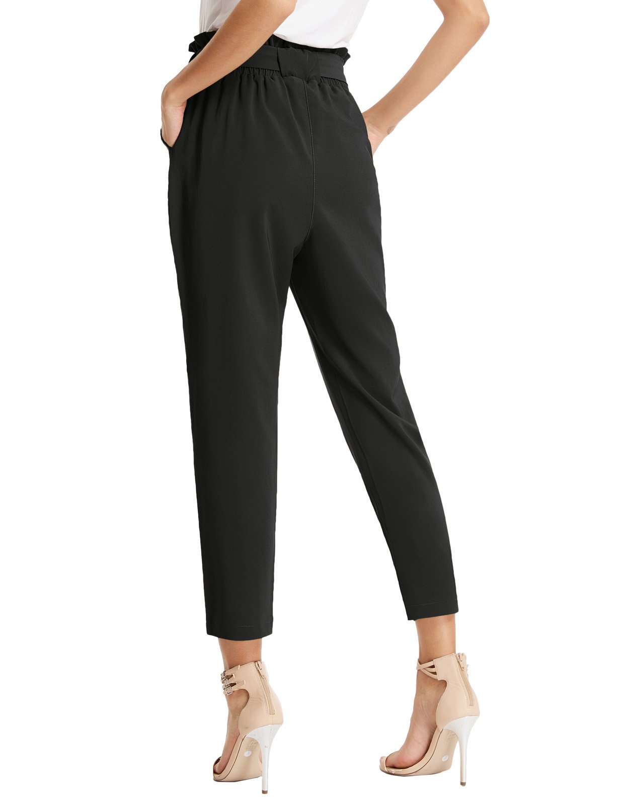 GRACE KARIN Women's Paperbag Pants - High Waist Slim Fit with Pockets for Casual Wear