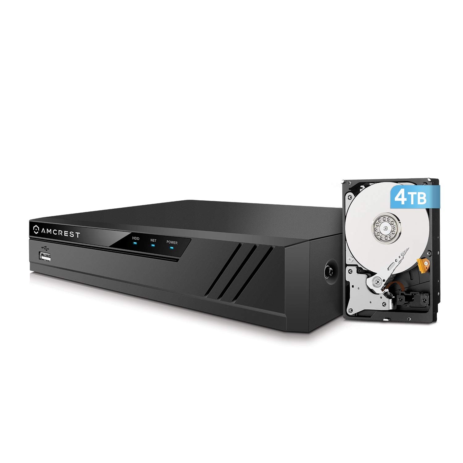 Amcrest 4K 16CH NVR NV4116-4TB Security System - 16 Channel Network Video Recorder with Pre-Installed 4TB HDD, Supports 1080p/3MP/4MP/5MP/8MP & 4K IP Cameras - Ideal for Home Security, Business Surveillance & 24/7 Monitoring