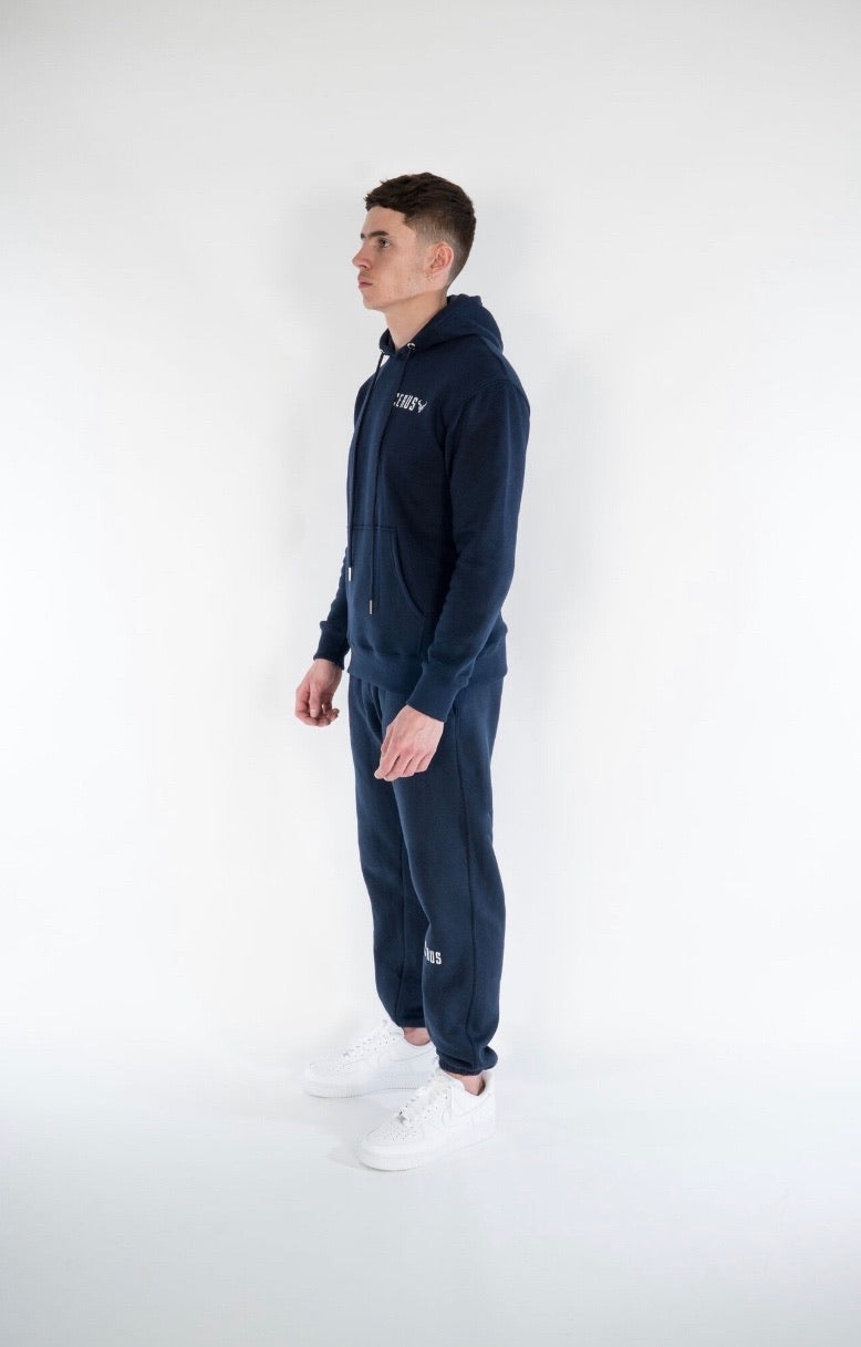 Cerus Navy Legacy Pullover Hoodie for Men - Premium Cotton Blend Fleece Sweatshirt | Casual Wear, Gym, Outdoor Activities