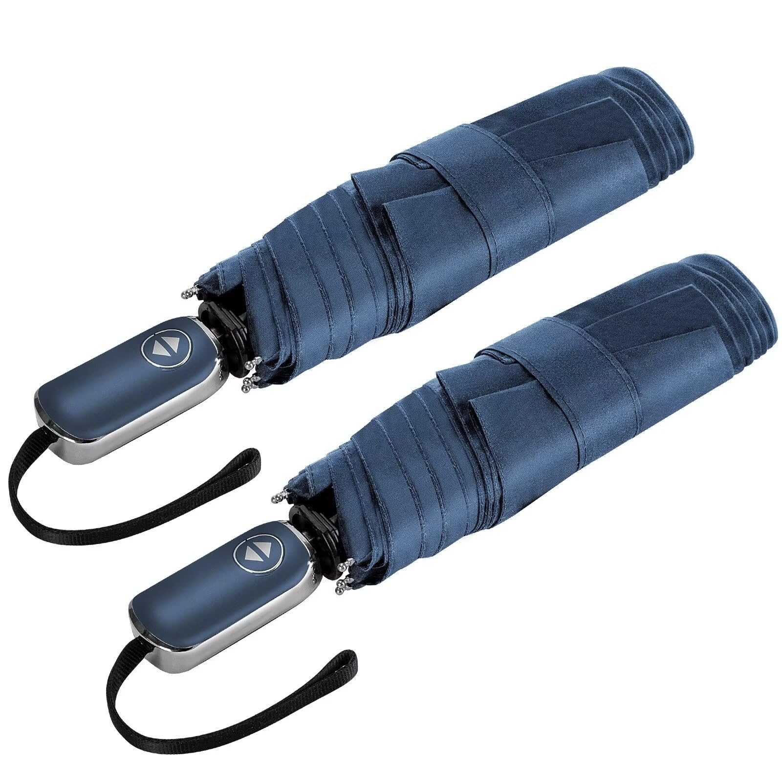 LEAGERA Automatic Compact Travel Umbrella - Portable Collapsible Mini Pocket Umbrella for Backpack, Rain Protection - Ultralight Dark Blue Umbrellas (2 Pack) - Perfect for Commuting, Hiking & Outdoor Activities