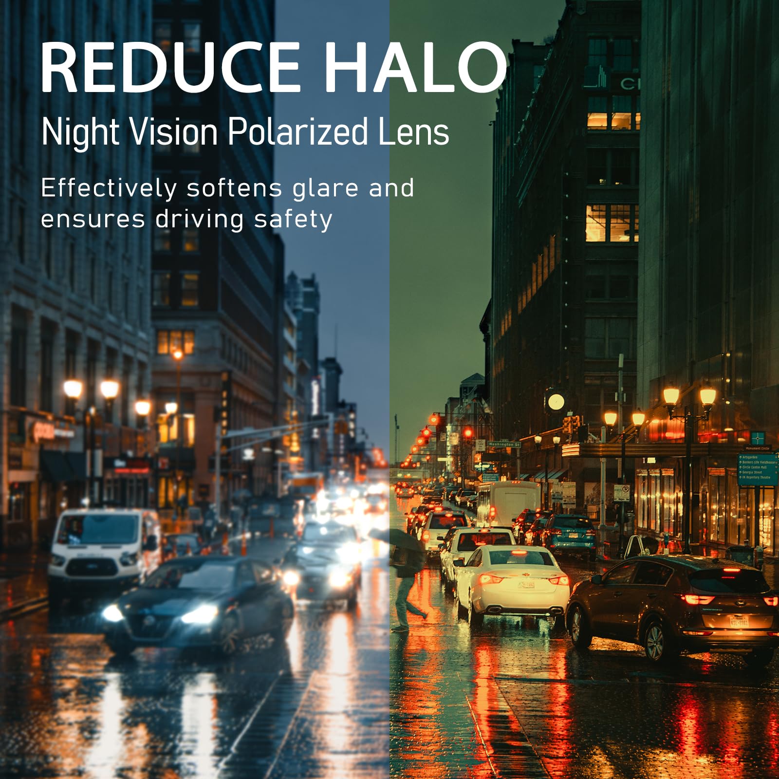 Night Vision Glasses for Women & Men - Anti Glare Polarized Yellow Lens for Night Driving - Improve Visibility & Reduce Eye Strain - Perfect for Nighttime Commuting, Road Trips & Low Light Conditions
