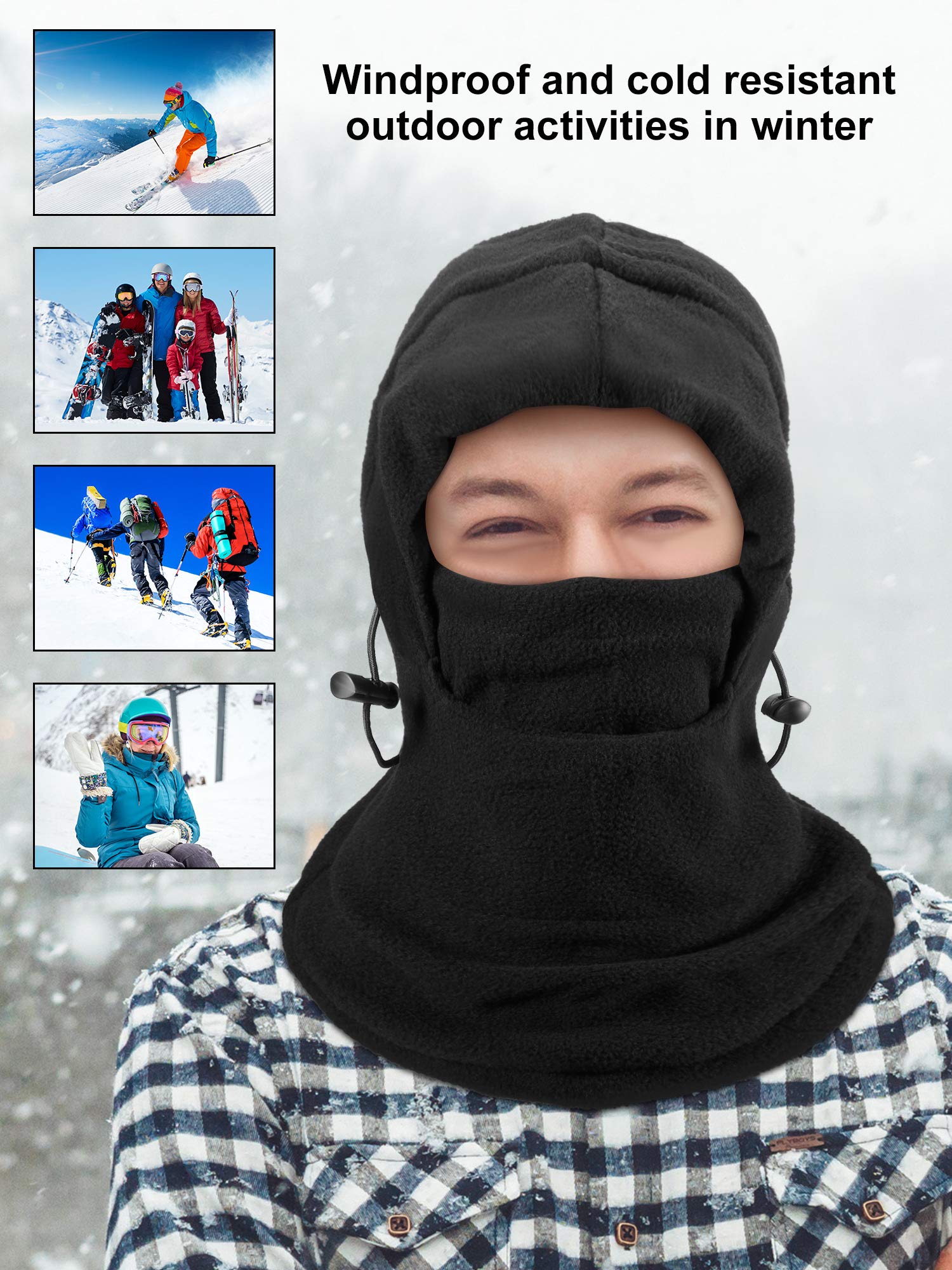 Frienda 4 Pack Balaclava Ski Mask - Windproof Fleece Face Cover for Men & Women - Adjustable Winter Face Mask for Skiing, Snowboarding, Motorcycling & Outdoor Activities