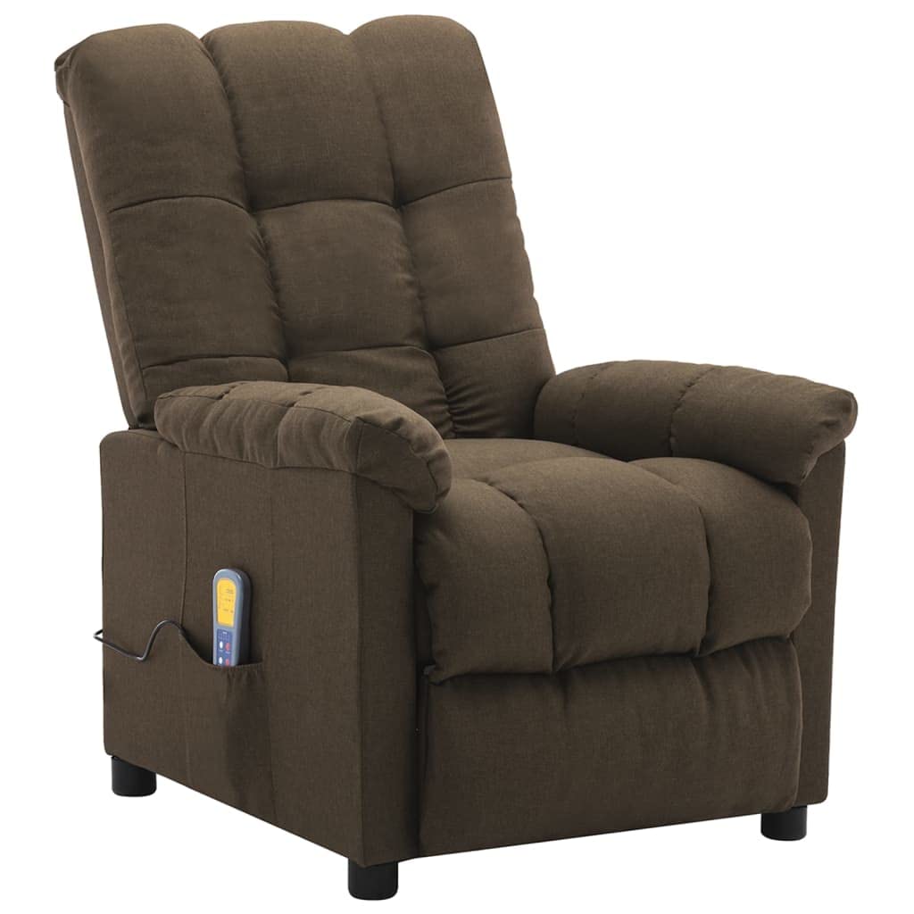 Electric Massage Recliner Chair - Adjustable Lazy Massage Sofa with Side Pockets, Modern Leisure Armchair for Living Room, Office & Study - Brown Fabric - Perfect for Relaxation, Work & Home Comfort