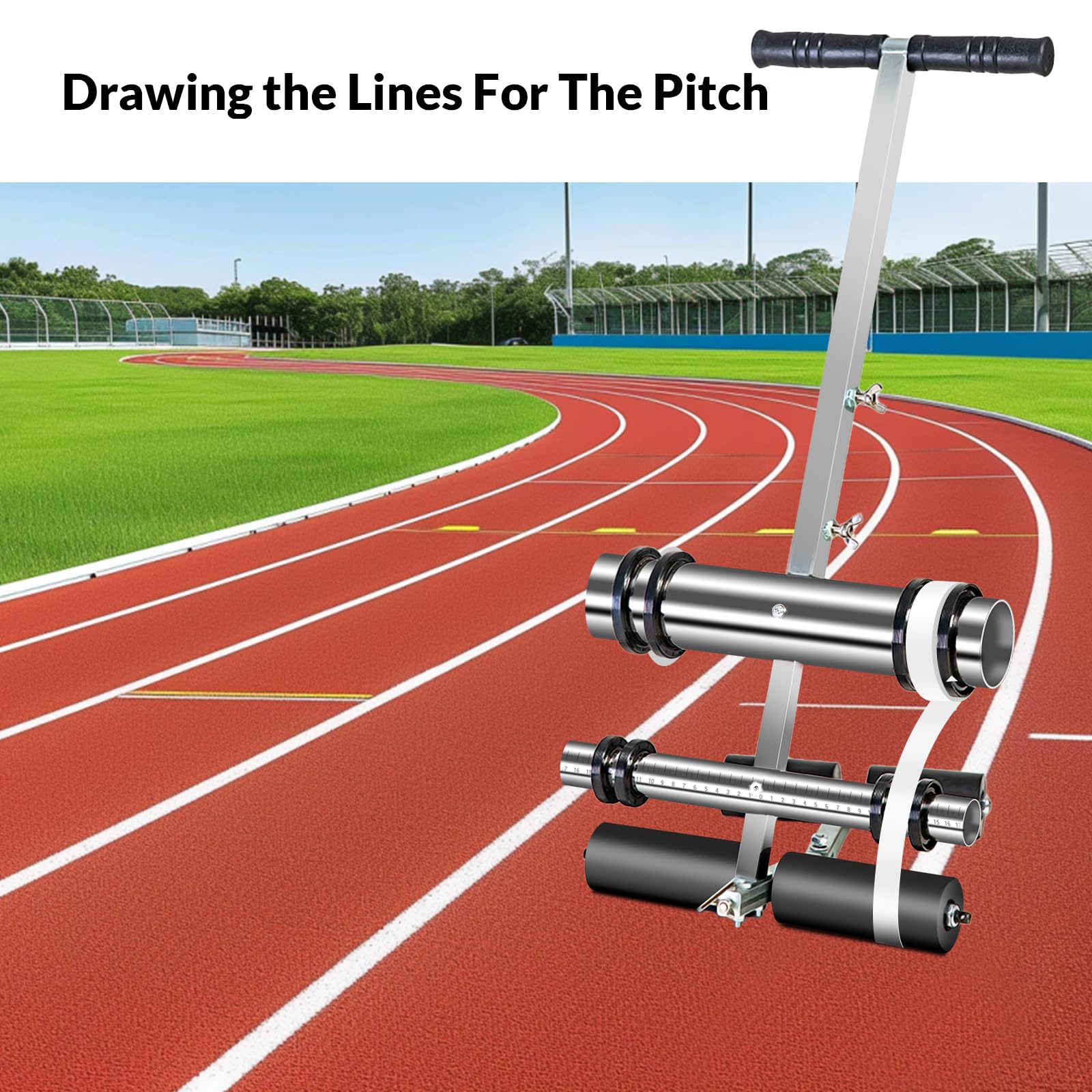 Professional Court Line Tape Machine with Drawing Circle Kit - Parking Lot Striping Machine for Driveway, Asphalt, Concrete, Basketball & Pickleball Courts - Perfect for Road Warning Markings and Sports Field Maintenance