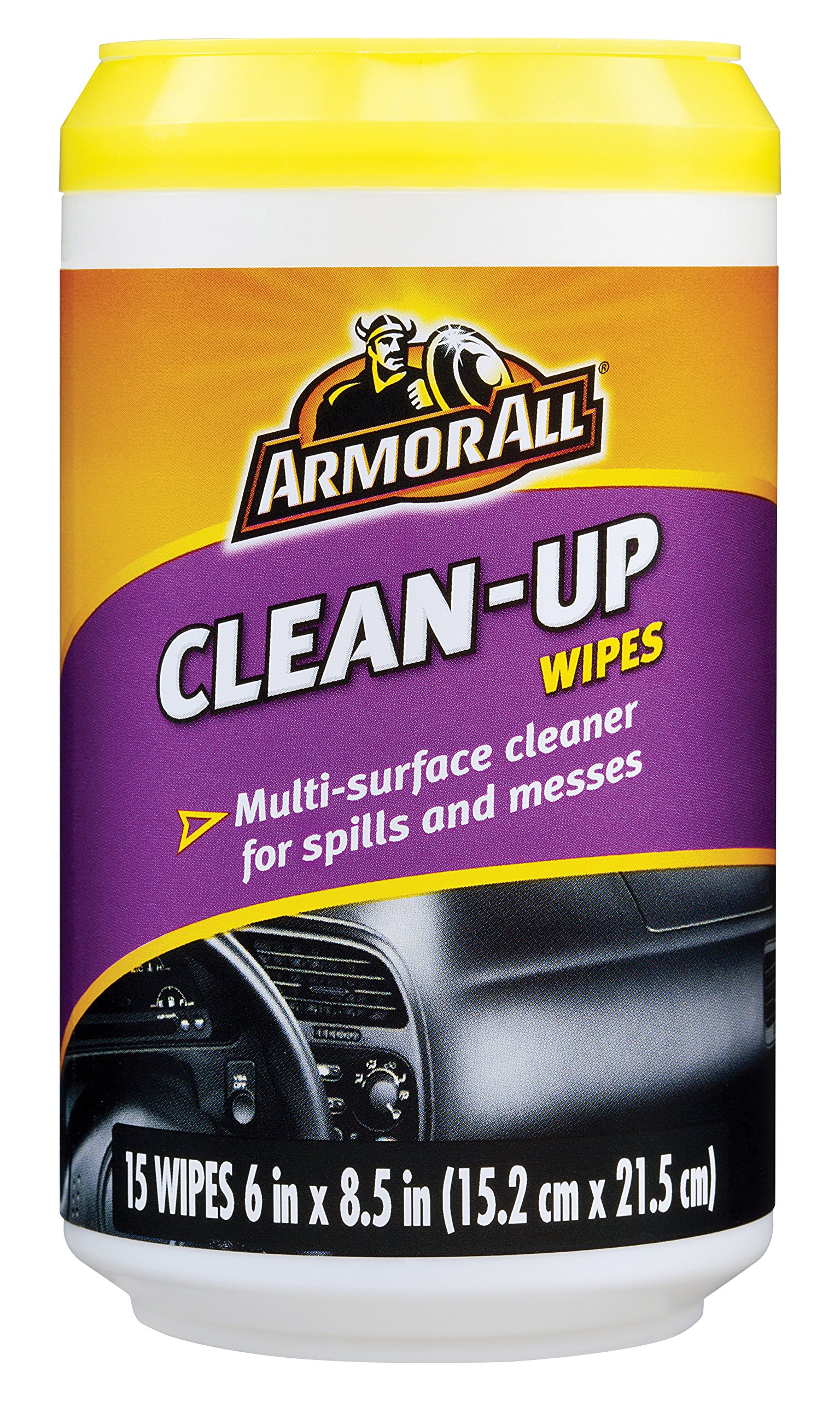 Armor All 17216B Interior & Exterior Car Cleaning Wipes - 15 Count Pack | Quick & Easy Vehicle Detailing for Dashboard, Seats & More