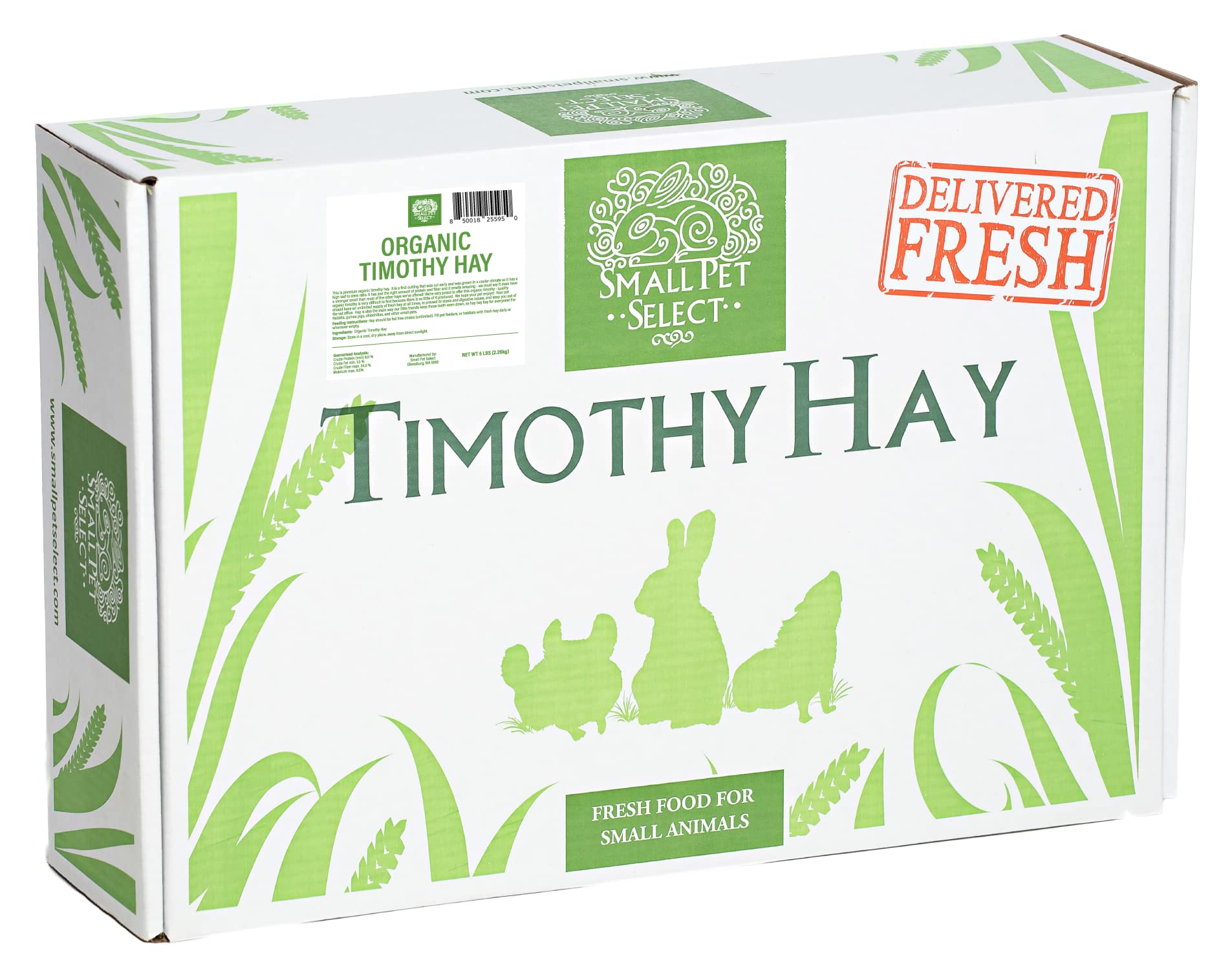Organic Timothy Hay for Rabbits & Guinea Pigs - 5lb | Small Pet Food for Healthy Digestion