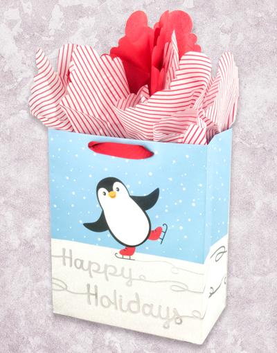 Festive Penguin Holiday Gift Bags for Christmas - Perfect for Party Favors, Stocking Stuffers & Garden Decorations