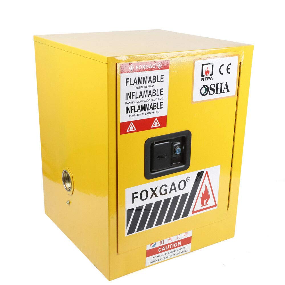 12 Gallon Yellow Flammable Liquids Safety Storage Cabinet - 17