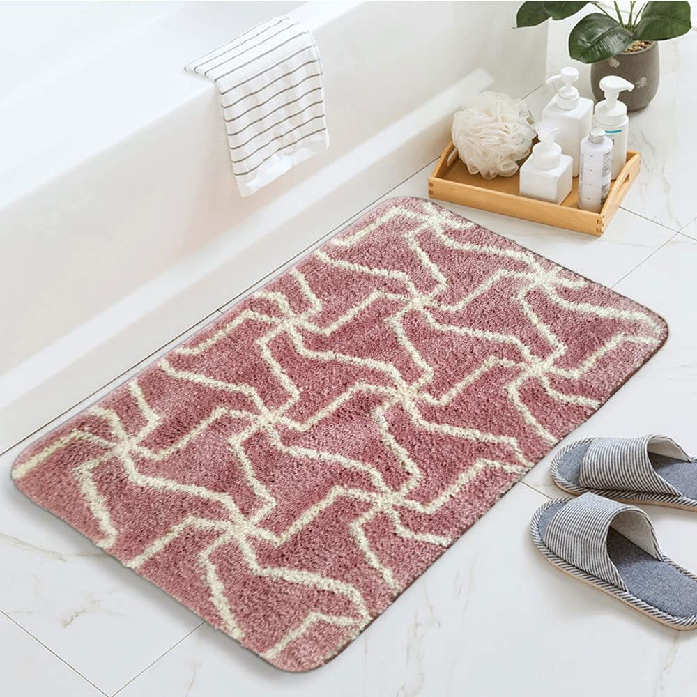 Premium Non-Slip Tufted Bath Rug - Soft Two-Tone Shaggy Bath Mat, Machine Washable & Quick-Drying Microfiber Plush Carpet for Bathroom, Warm & Comfortable Floor Mat - Perfect for Cozy Bathrooms, Spa-Like Showers & Cold Mornings