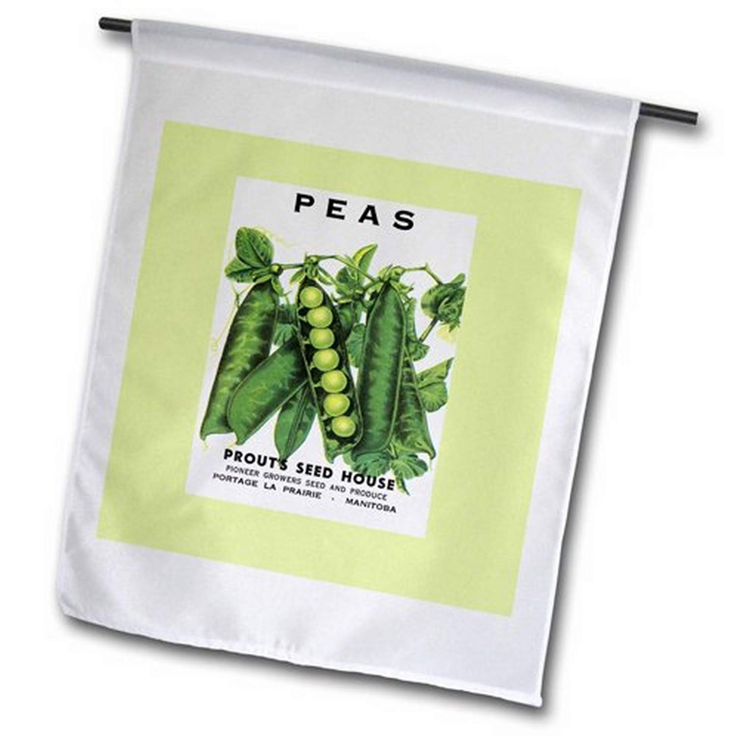 3D Rose Peas Green Peas in The Pods Vegetable Seed Packet Reproduction Garden Flag - 18 x 27 Inches, Decorative Outdoor Yard Banner for Spring Gardening & Farmhouse Decor