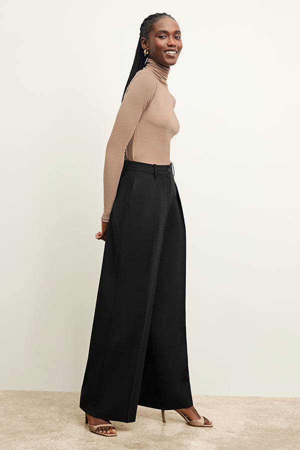 Zuri Pant Washable Wool Twill Pants for Women - Comfortable & Durable Black Trousers for Office, Travel & Casual Wear