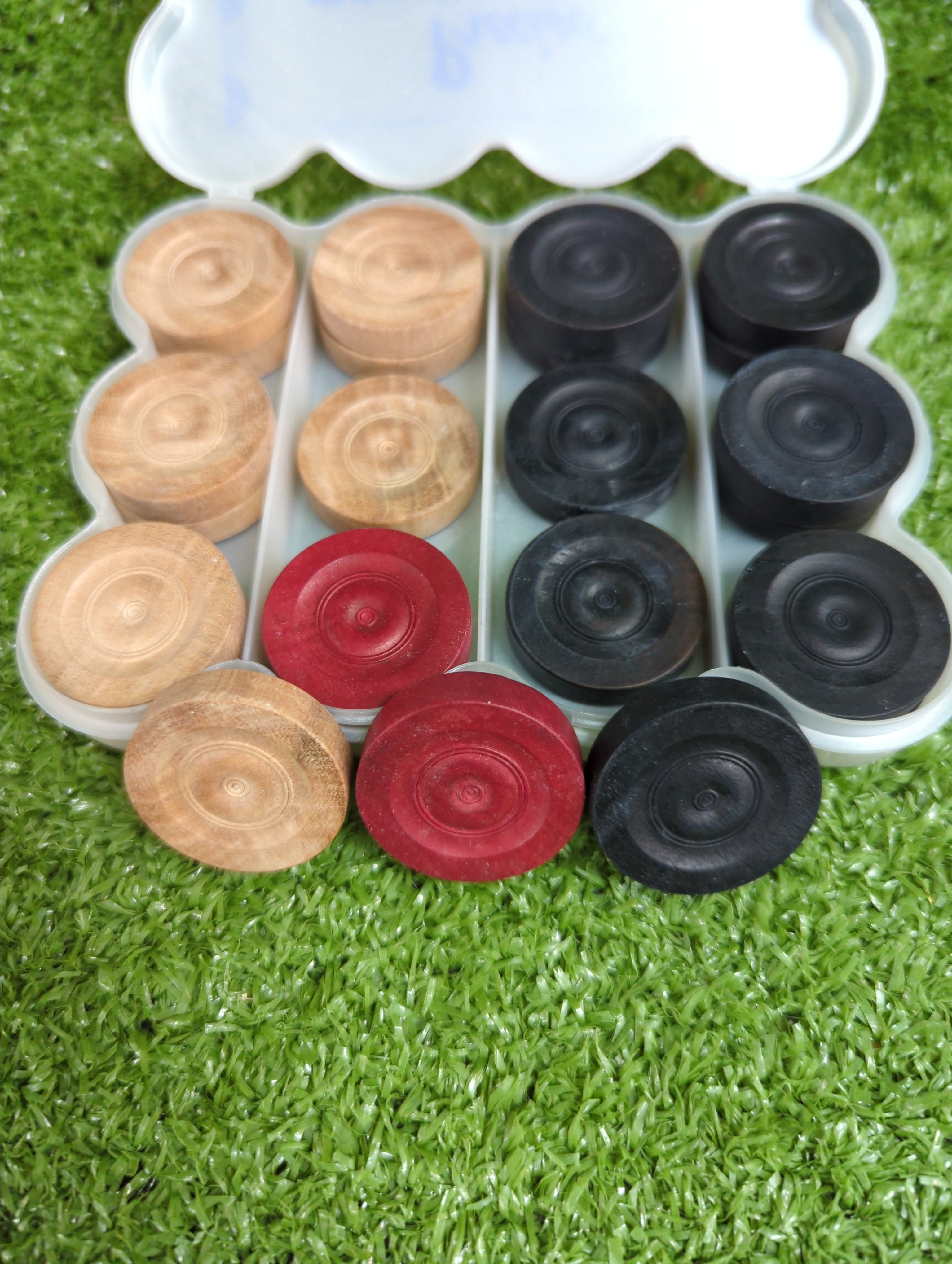 Professional Tournament Carrom Coins Set - 12 Precision Weighted Striker Coins for Competitive Play - Perfect for Carrom Board Game, Family Gatherings & Indoor Sports