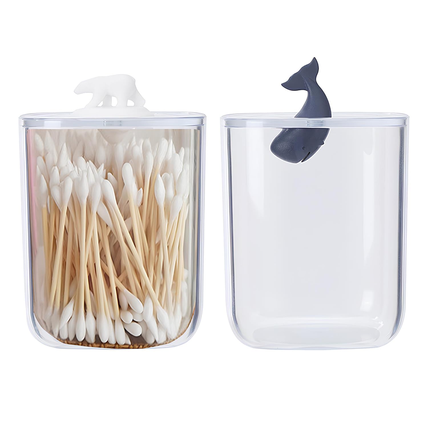 2-Pack Cotton Makeup Organizer with Lid - Transparent Storage for Bathroom & Beauty Cosmetics