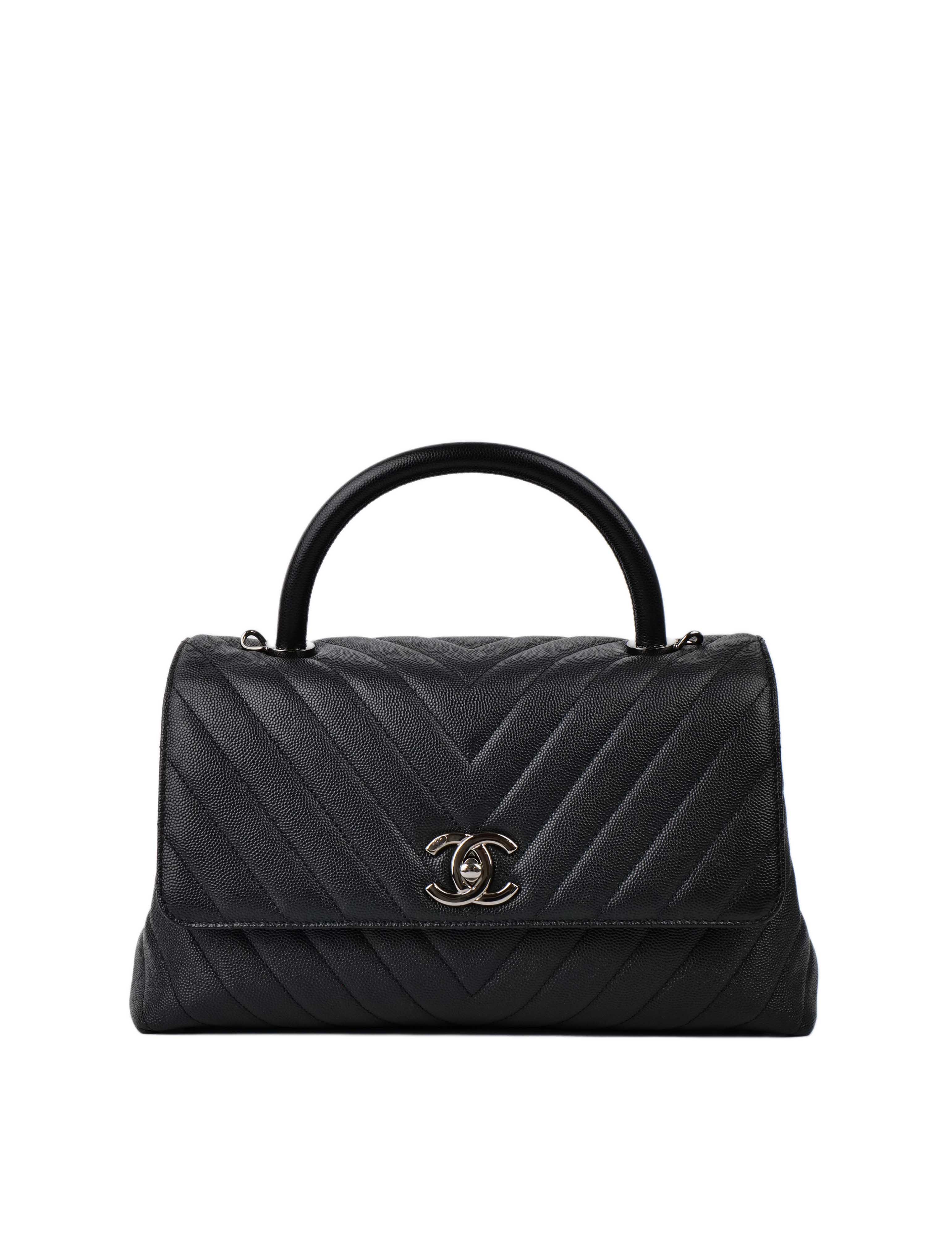Chanel Medium Chevron So Black Coco Handle Bag - Luxury Quilted Leather Crossbody Purse for Women | Perfect for Evening Parties, Date Nights & Special Occasions