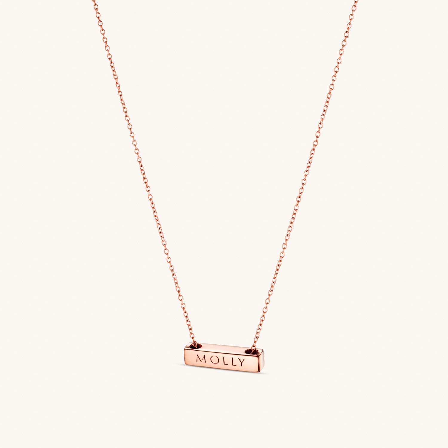 2cm Rose Gold Horizontal Letter Bar Necklace - Personalized Name Pendant for Women, Gift for Her, Perfect for Everyday Wear & Special Occasions