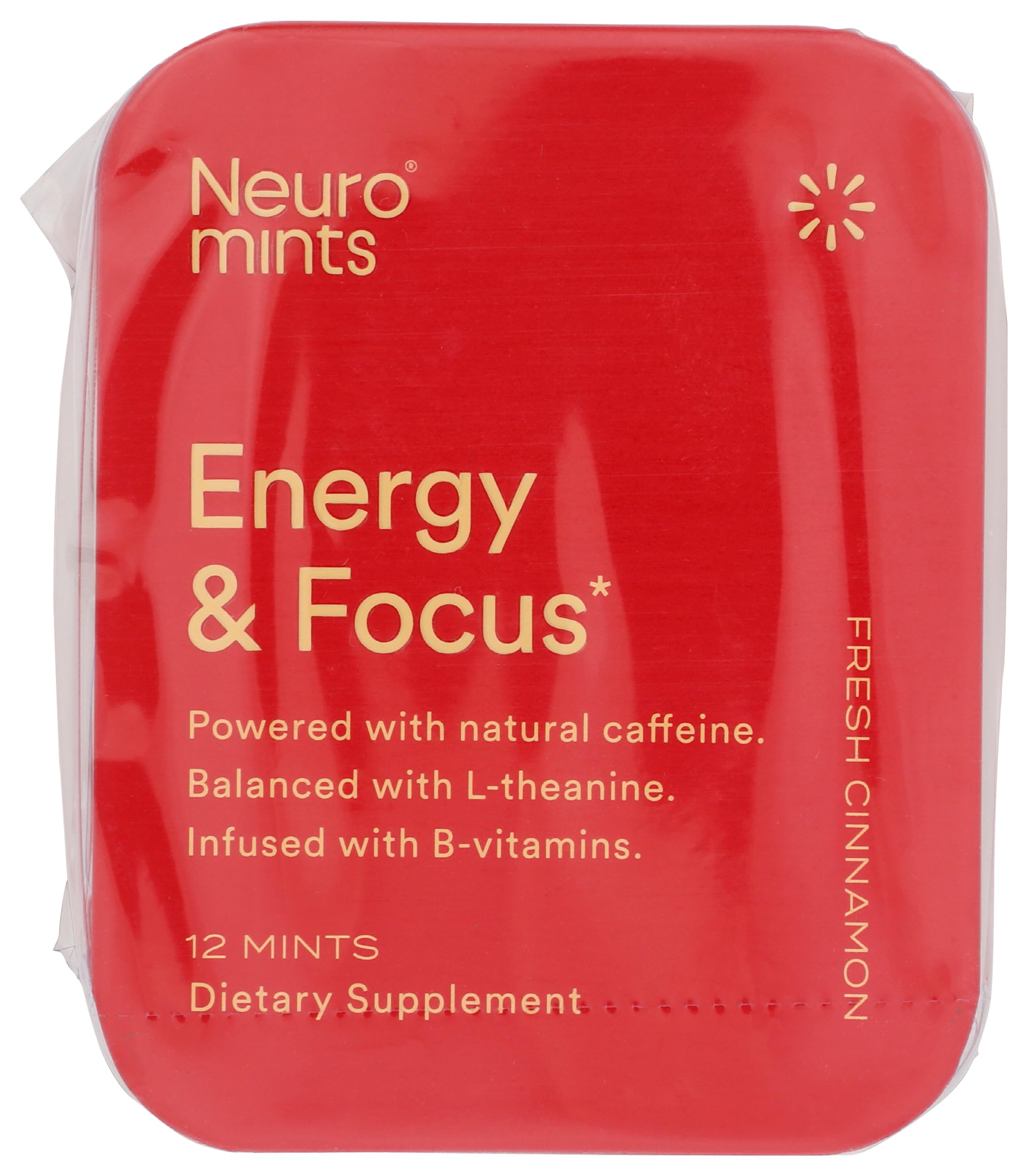Neuro Energy Focus Fresh Cinnamon Mints - 12 Count Pack | Brain Boosting & Mental Clarity | Perfect for Work, Study & Long Drives