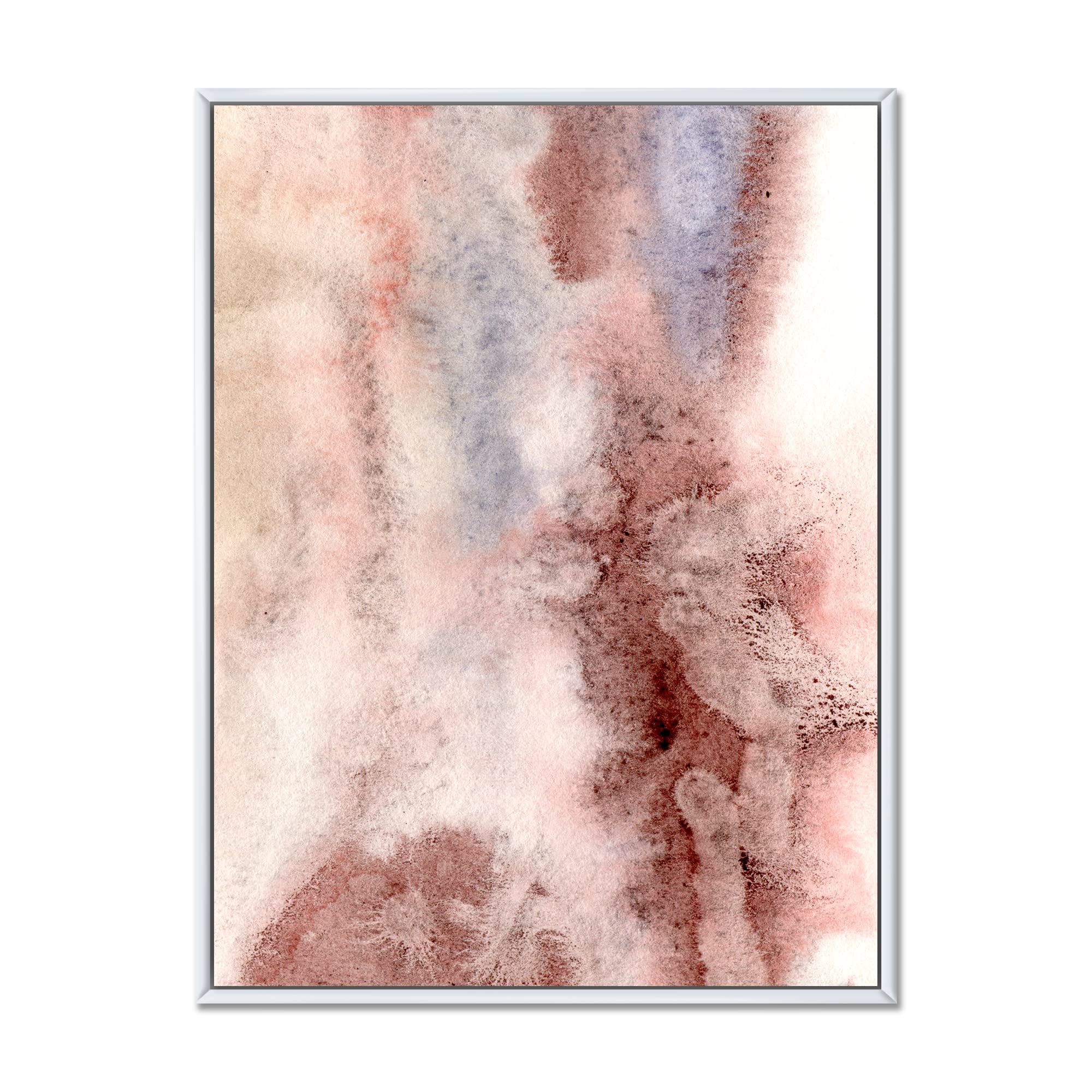 Pastel Abstract Canvas Wall Art with Blue, Pink & Dark Red Spots - Modern Framed Print for Living Room, Bedroom & Office Decor