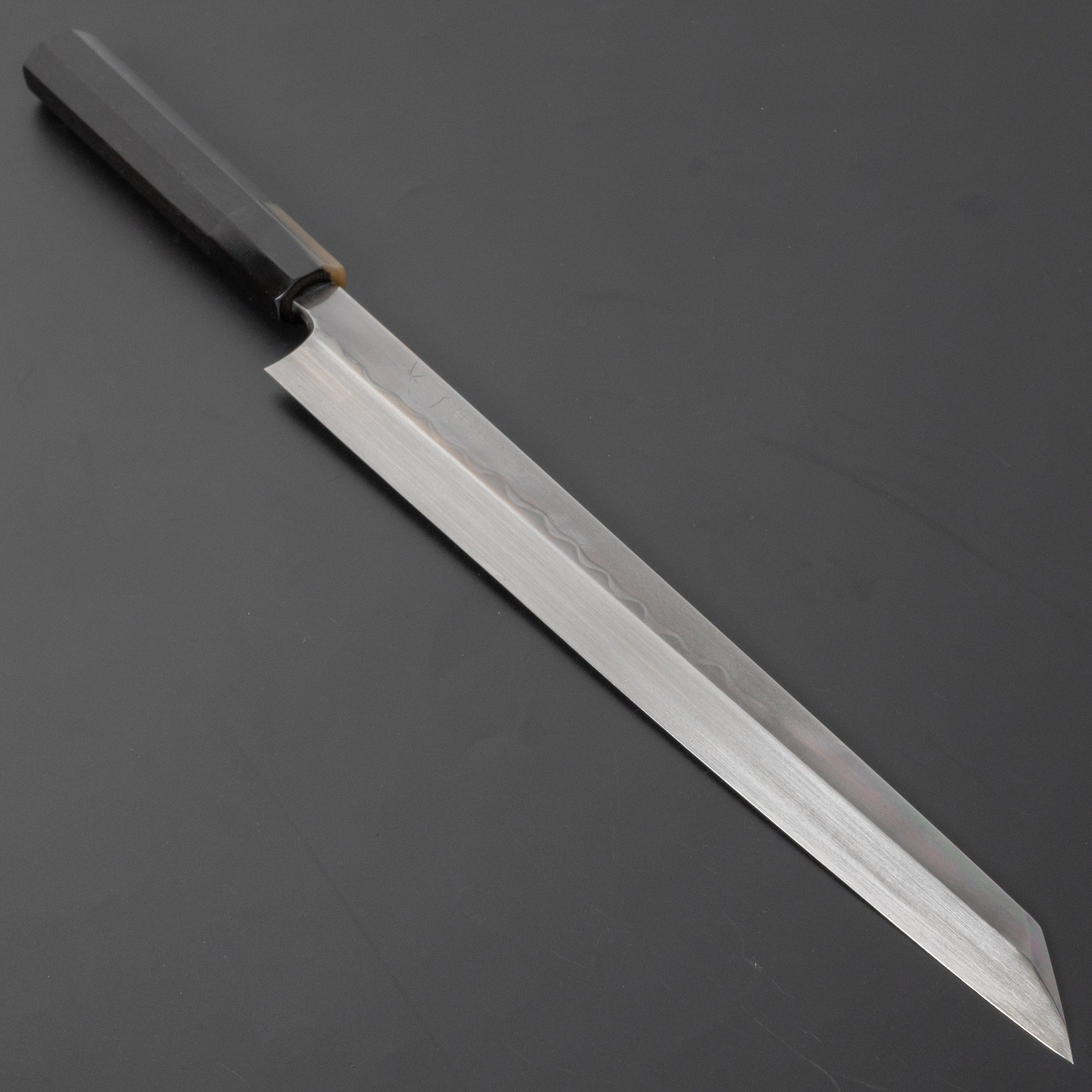 Hitohira Togashi White #1 Steel Hakumon Mizu Honyaki Kiritsuke Yanagiba 300mm Japanese Sushi Knife with Taihei Ebony Handle & Saya - Perfect for Sushi Chefs & Japanese Cuisine Preparation