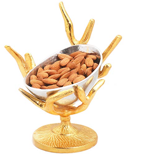 Premium Silver Designer Almond Bowl - Elegant Dry Fruit Serving Dish for Gifting, Home Decor & Party Snack Display