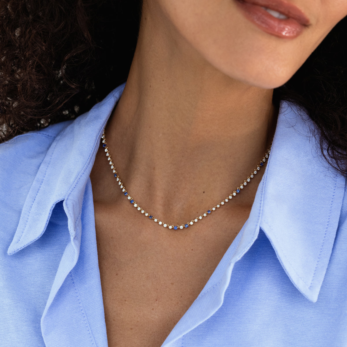 Elegant Sapphire and Diamond Necklace for Women - Perfect for Weddings, Anniversaries & Special Occasions