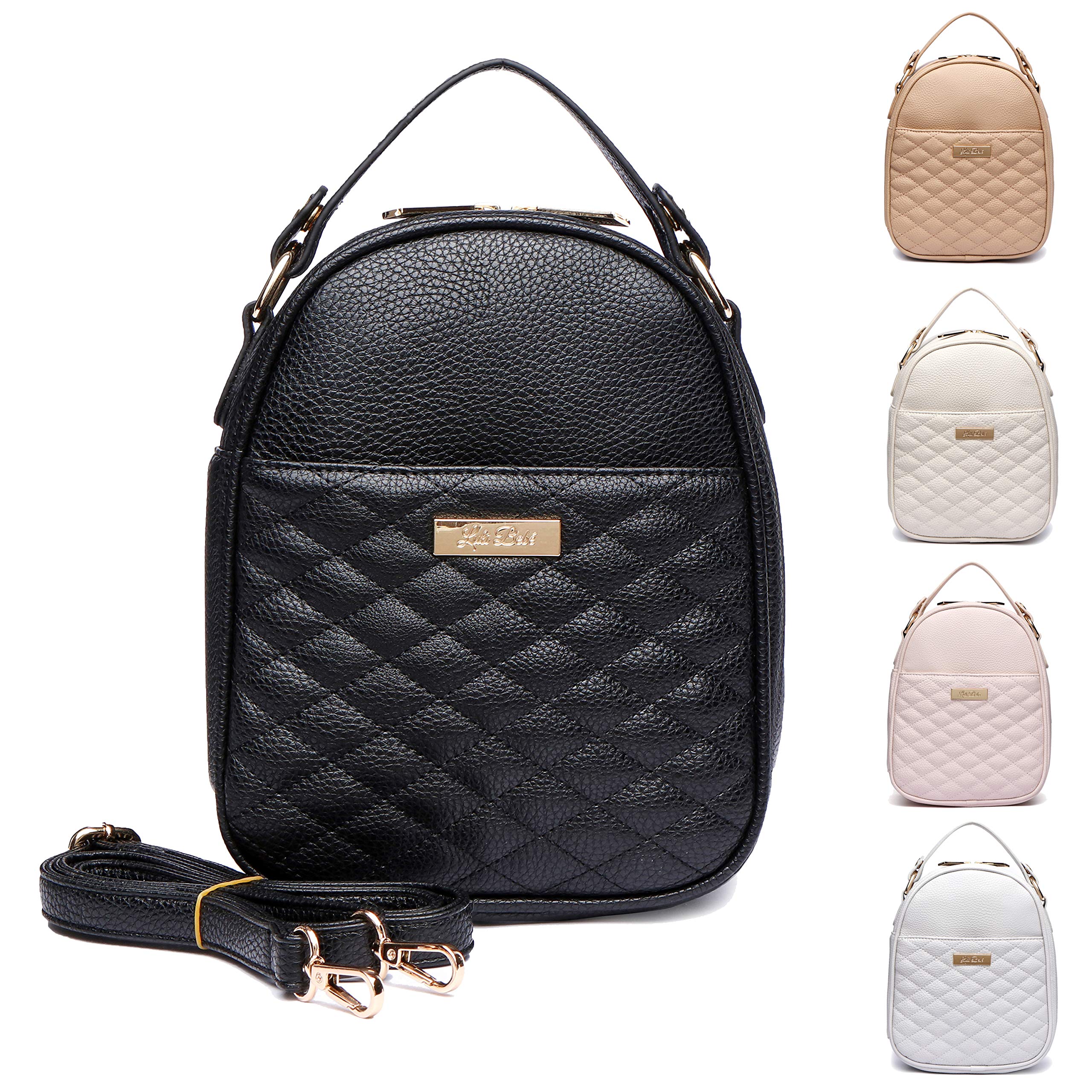 Luli Bebe Monaco Mini Insulated Lunch Bag for Women - Stylish Thermal Food Container with Adjustable Shoulder Strap - Perfect for Baby Food, Office Lunch & Picnic Snacks (Ebony Black)
