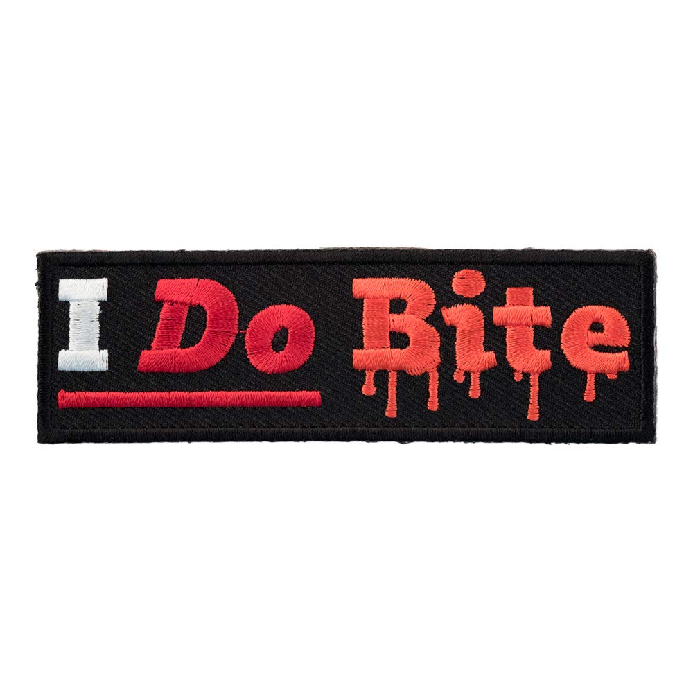 Funny I Do Bite Dripping Blood Iron-On Patch - Edgy Gothic Clothing Accessories for Jackets, Bags & DIY Crafts | Halloween Costume & Punk Style Decor