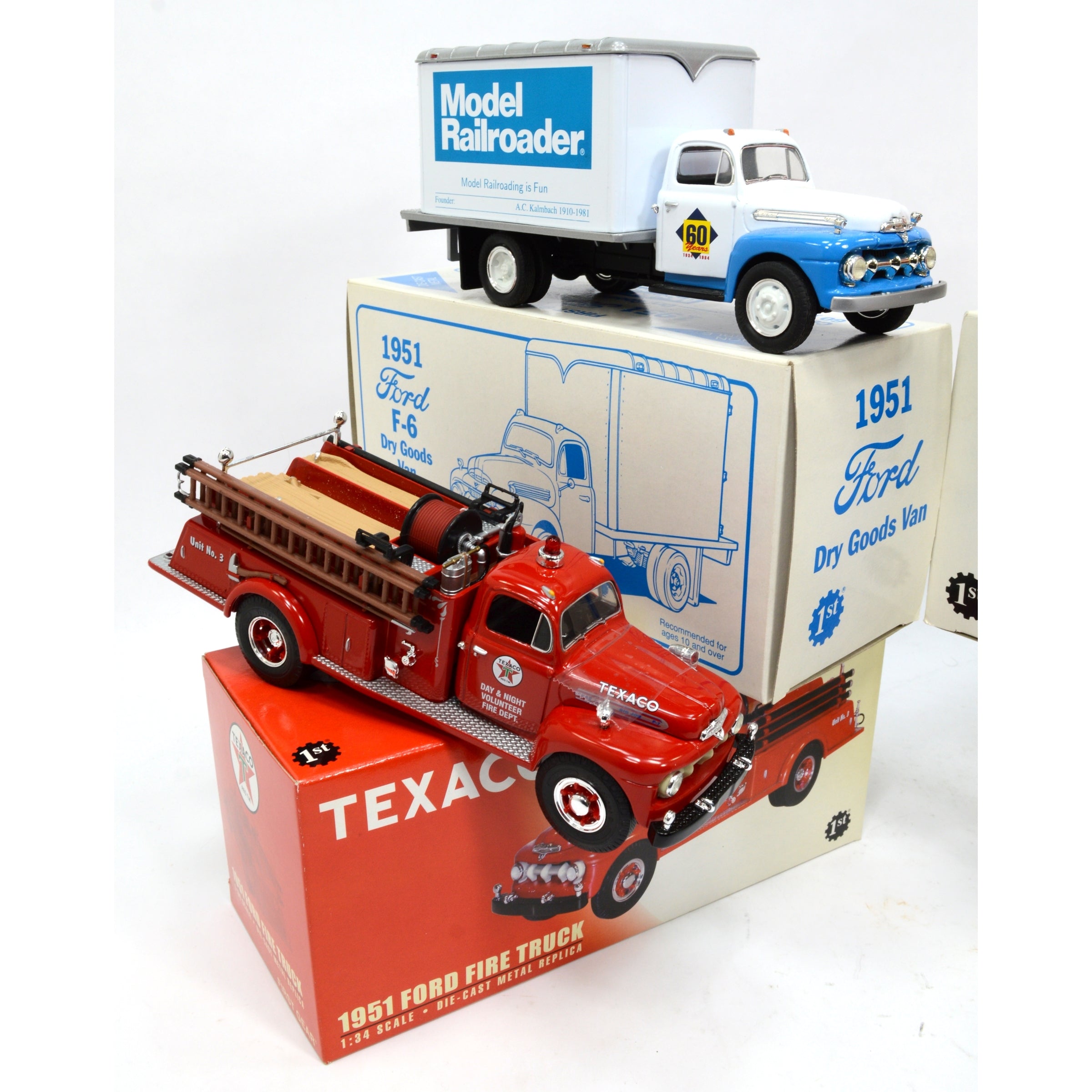 Lot of 4 FIRST GEAR Diecast Model Trucks - Gulf Tanker & Lionel Trains Texaco Fire Truck Collection for Display & Gift Giving