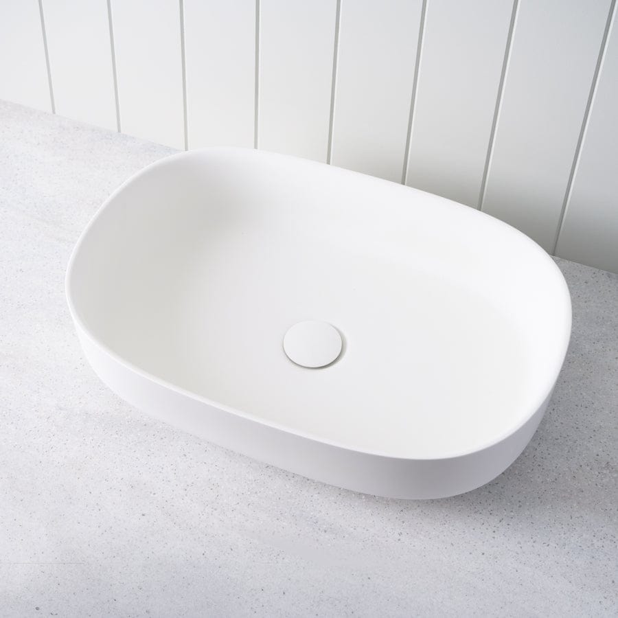Premium Matte White Above Counter Oval Bathroom Sink - Modern Farmhouse Vanity Basin for Bathroom & Powder Room Renovation