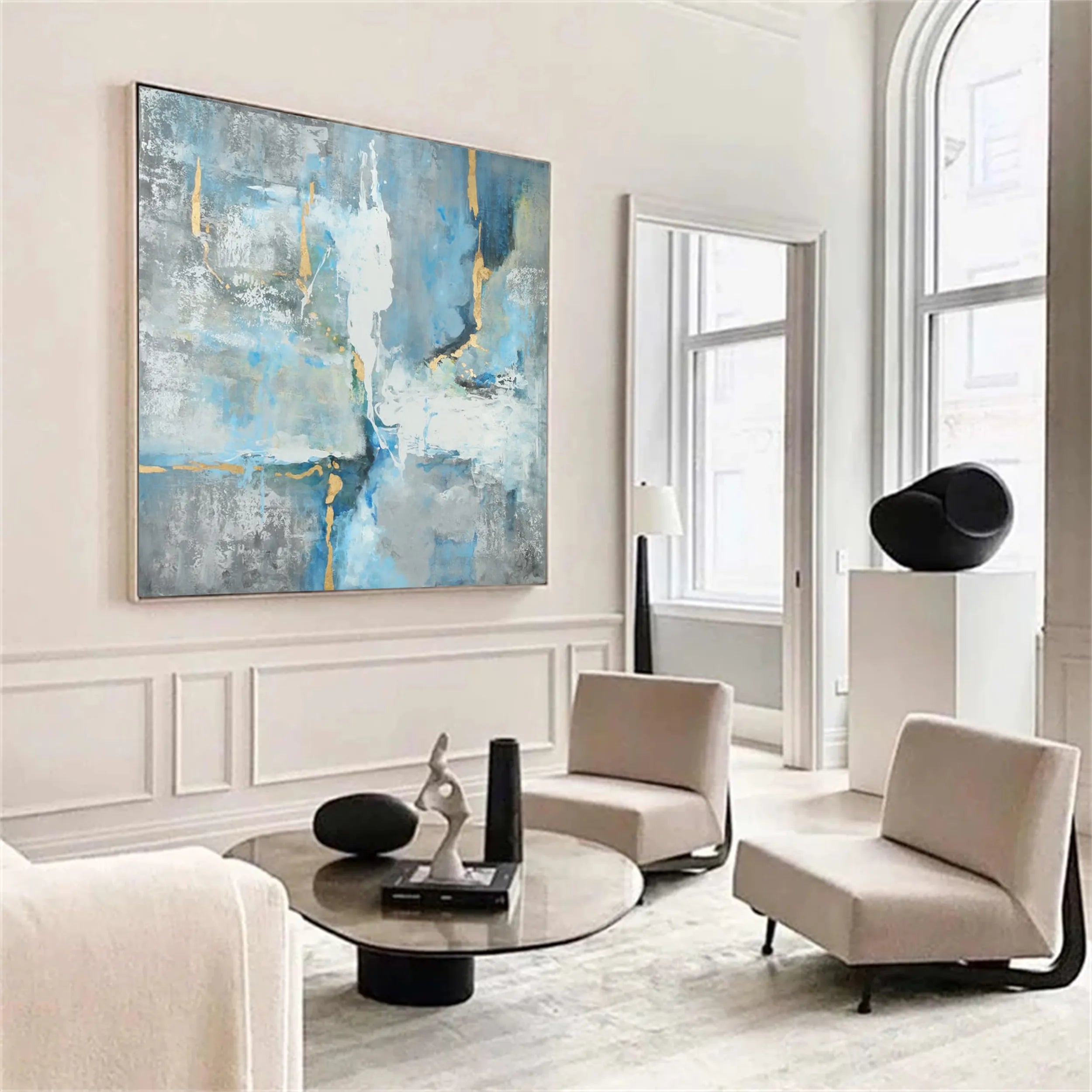 Blue & Green Abstract Wall Art Print #BG079 - Modern Canvas Painting for Living Room, Bedroom & Office Decor