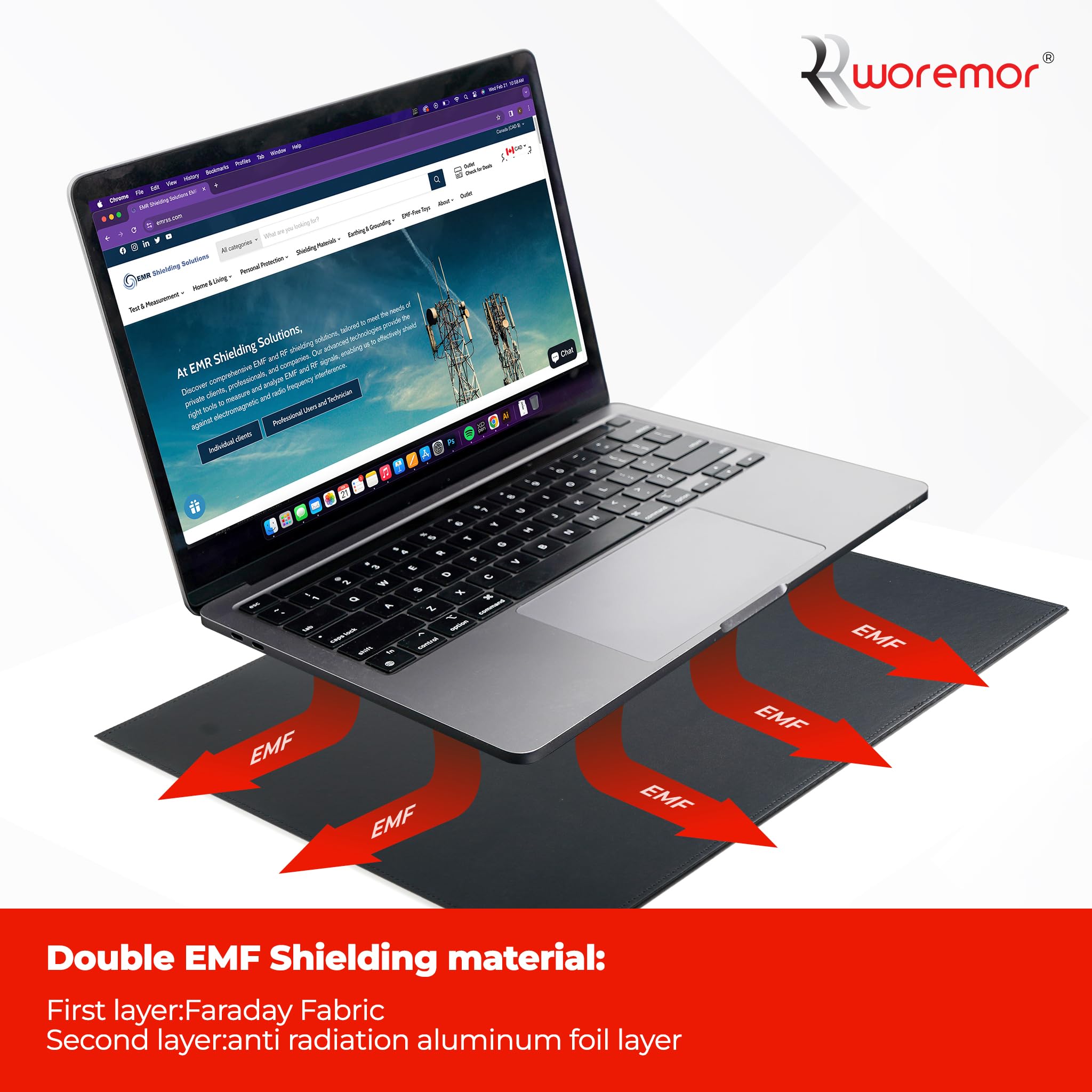 EMF Radiation Blocking Lap Desk for Laptop, iPad & Tablet - Portable Computer Shield with Heat Protection - Ideal for Home Office, Bed & Couch Use