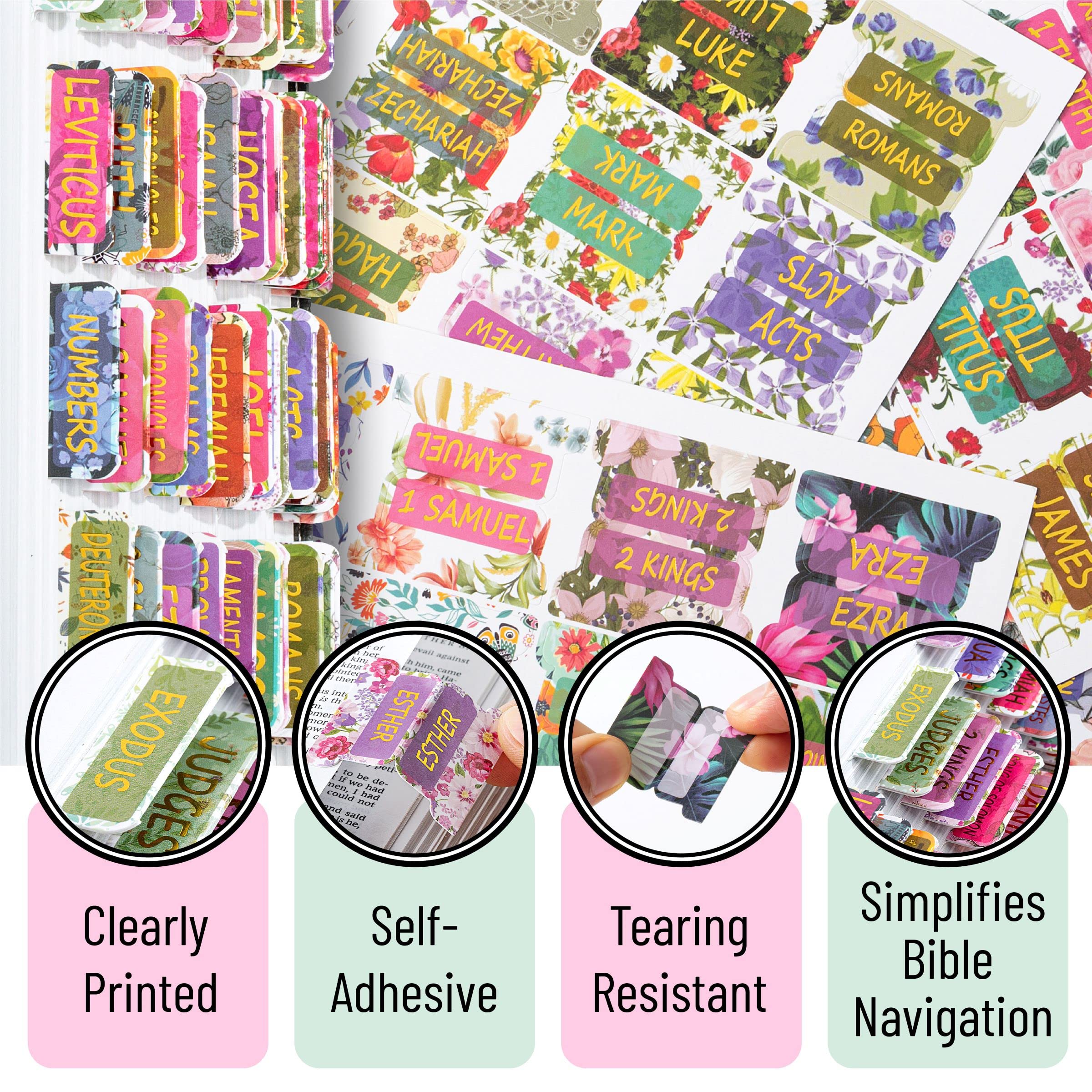 Mr. Pen Bible Tabs - 75 Laminated Bible Index Tabs for Old & New Testament, Scripture Journaling Supplies, Bible Study Accessories for Women & Men | Perfect for Bible Marking, Scripture Organization & Church Study Groups