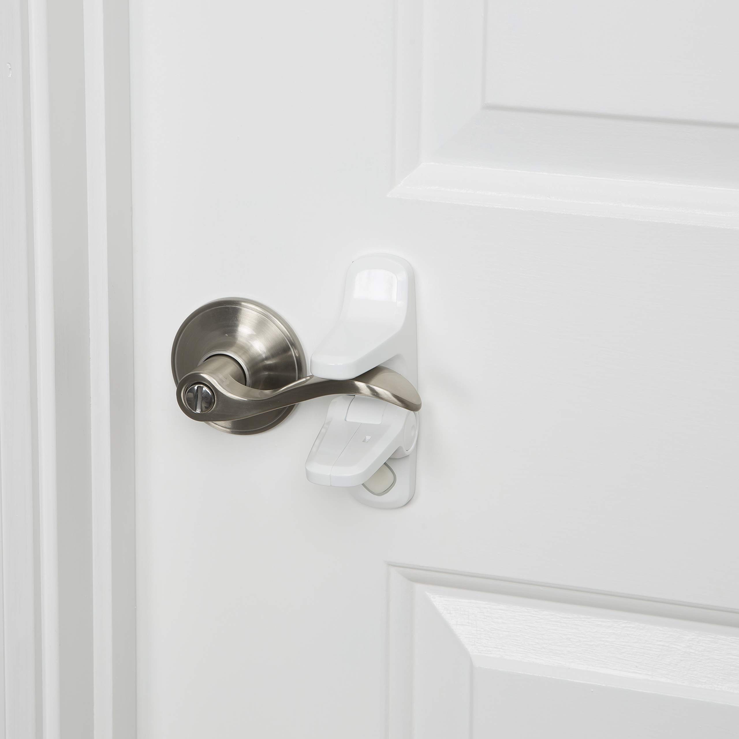 Safety 1st Outsmart Lever Handle Lock 2-Pack - Childproof Cabinet & Door Locks for Baby Safety - White (One Size) - Perfect for Kitchens, Bathrooms & Nursery Childproofing