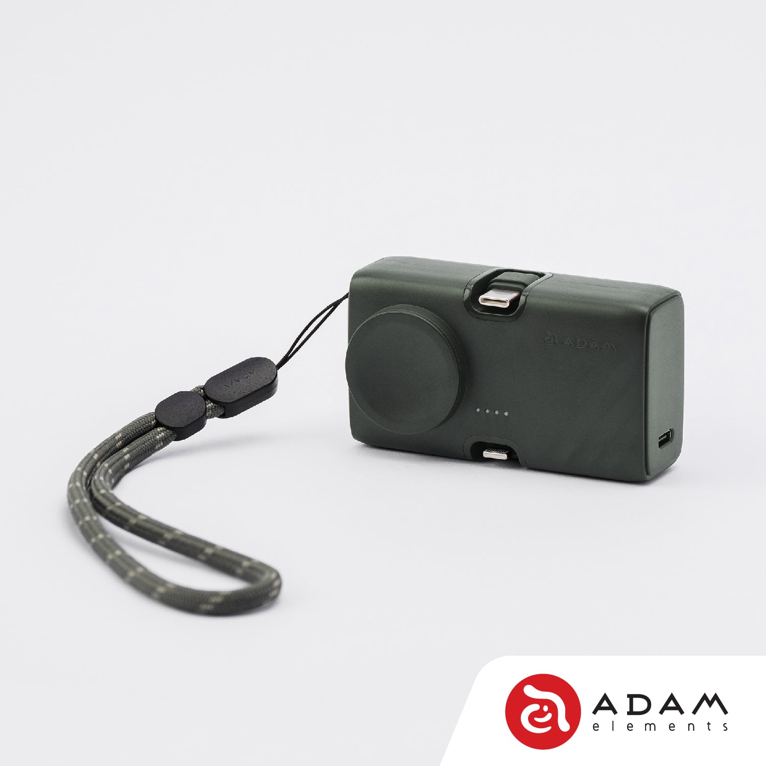 ADAM elements GRAVITY 3-in-1 Foldable Portable Charger with Built-in Cables - Compact Power Bank for Travel, Camping & Everyday Use (10000mAh)
