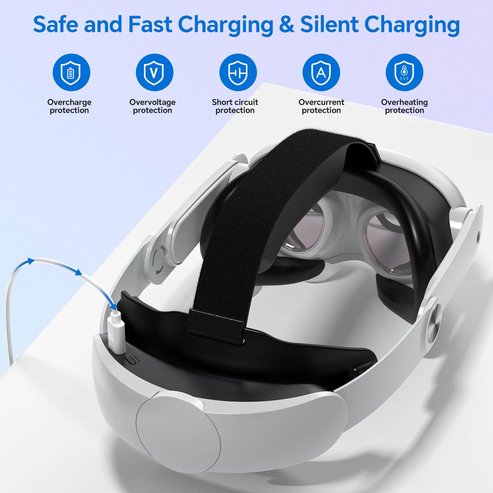 Elite Strap for Meta Quest 3 with 10000mAh Battery - Adjustable Headset Accessory for Enhanced Comfort & Counter Balance - Perfect for VR Gaming, Movies & Extended Play Sessions