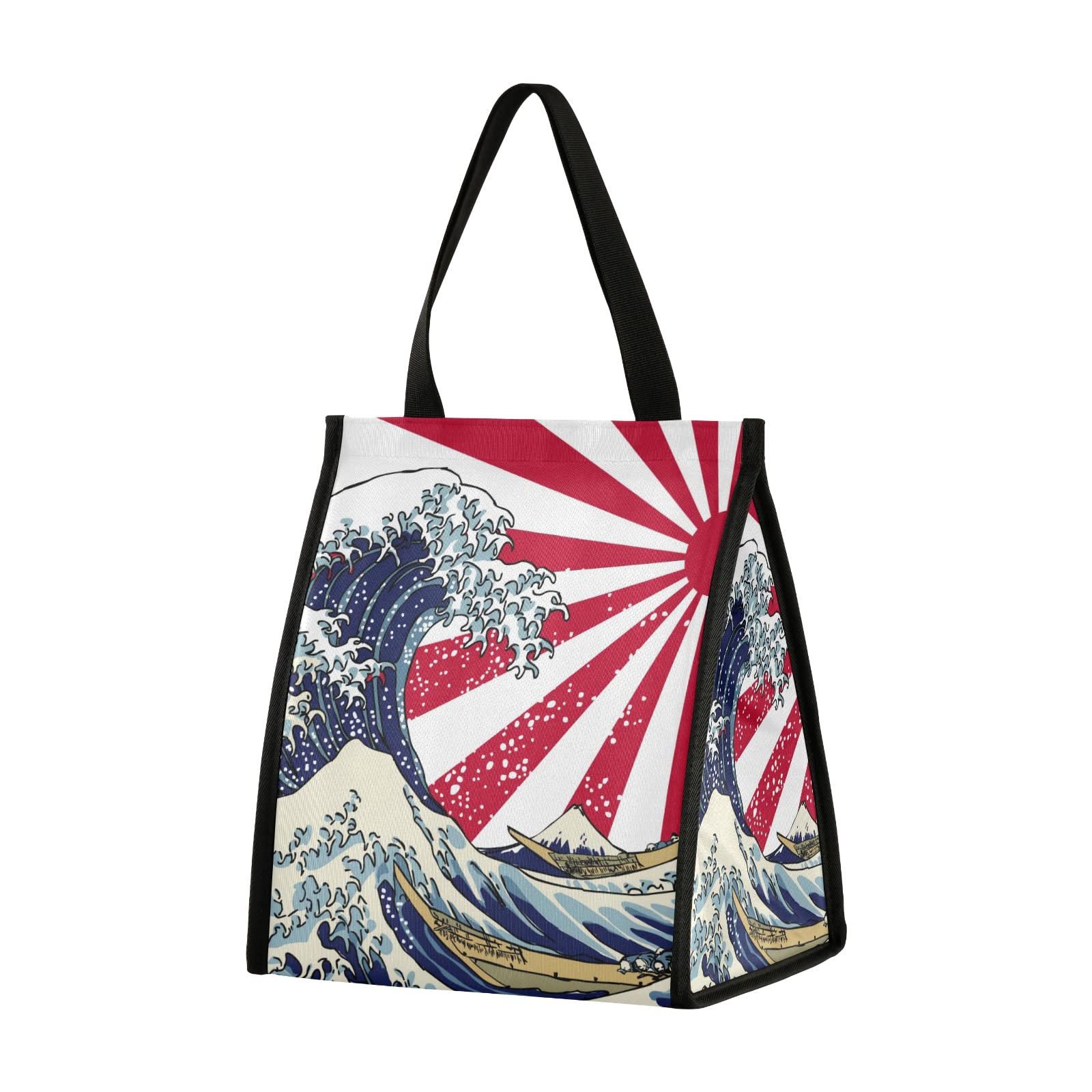 Japanese Wave Insulated Lunch Bag - Waterproof Reusable Cooler Tote for Women & Men - Perfect for Park Picnics, Beach Trips, Office & School Lunch Storage - BPA-Free & Leakproof Design