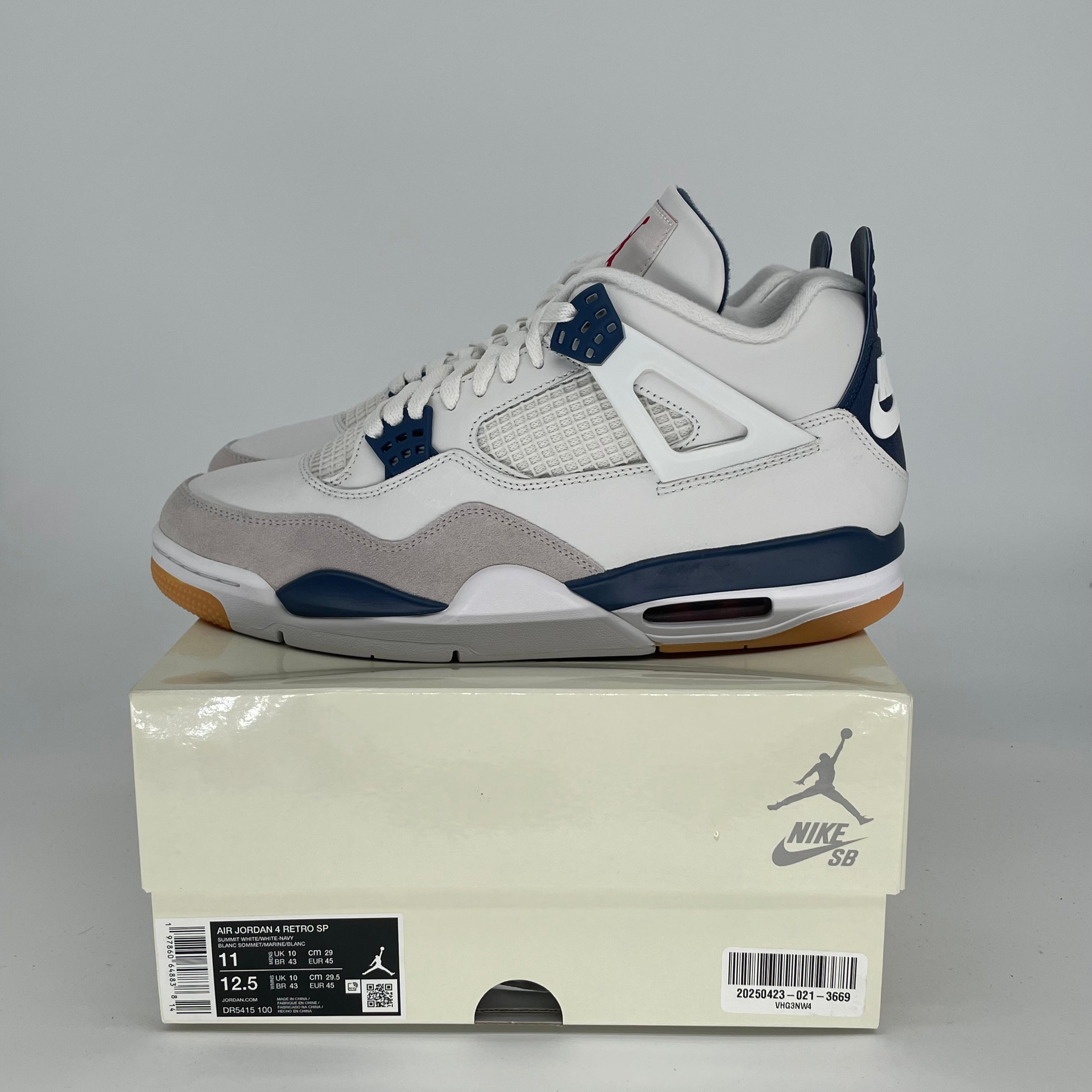 Original Air Jordan 4 SB Navy Blue Men's Basketball Shoes Size 11 DR5415 - Authentic Retro Sneakers for Streetwear, Skateboarding & Casual Fashion