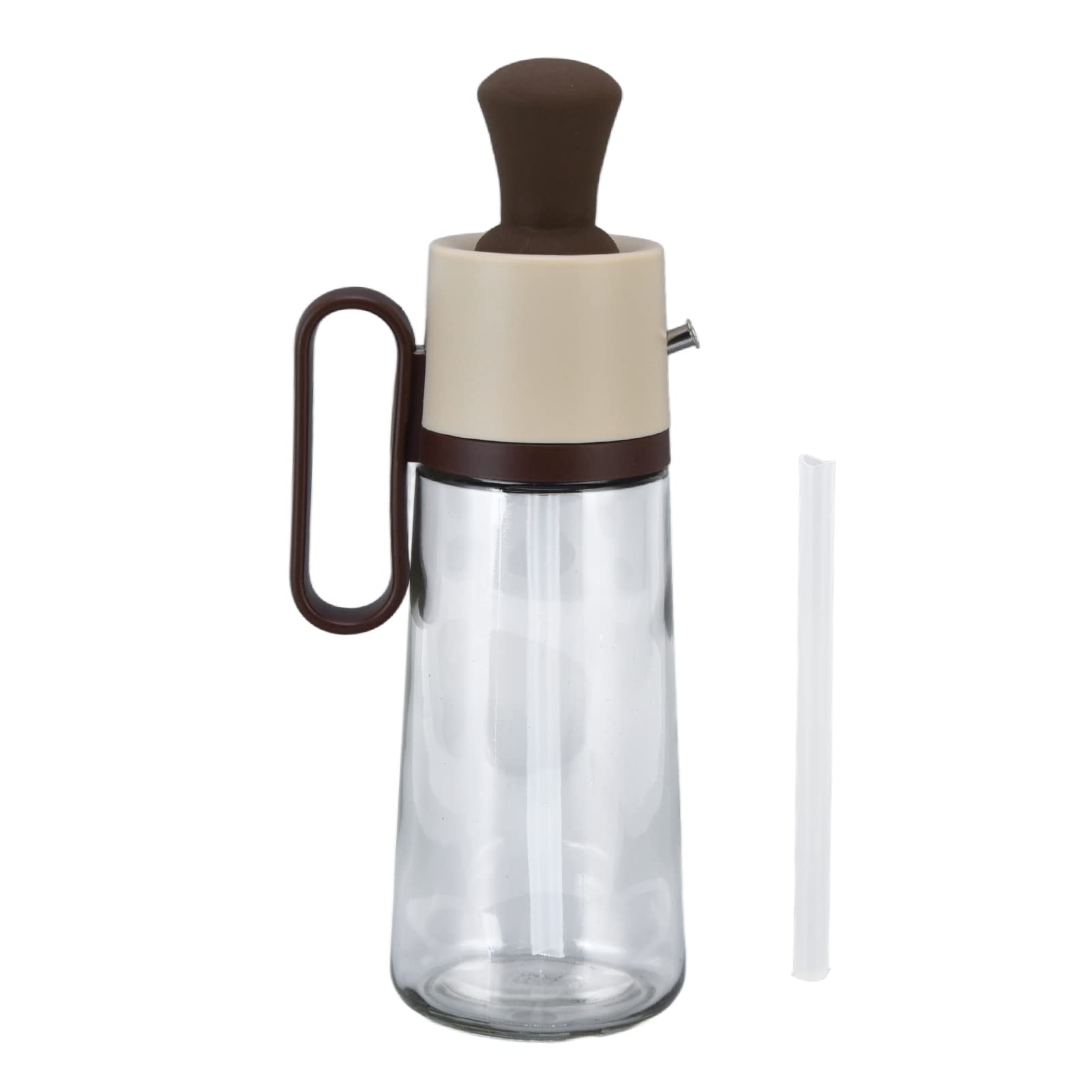 Premium 550ml Glass Oil Dispenser with Visible Scale - Leak-Proof Vinegar & Oil Cruet for Kitchen, BBQ & Outdoor Cooking - Glossy Brown Anti-Drip Household Oil Pot (Ideal for Salad Dressing, Frying & Grilling)