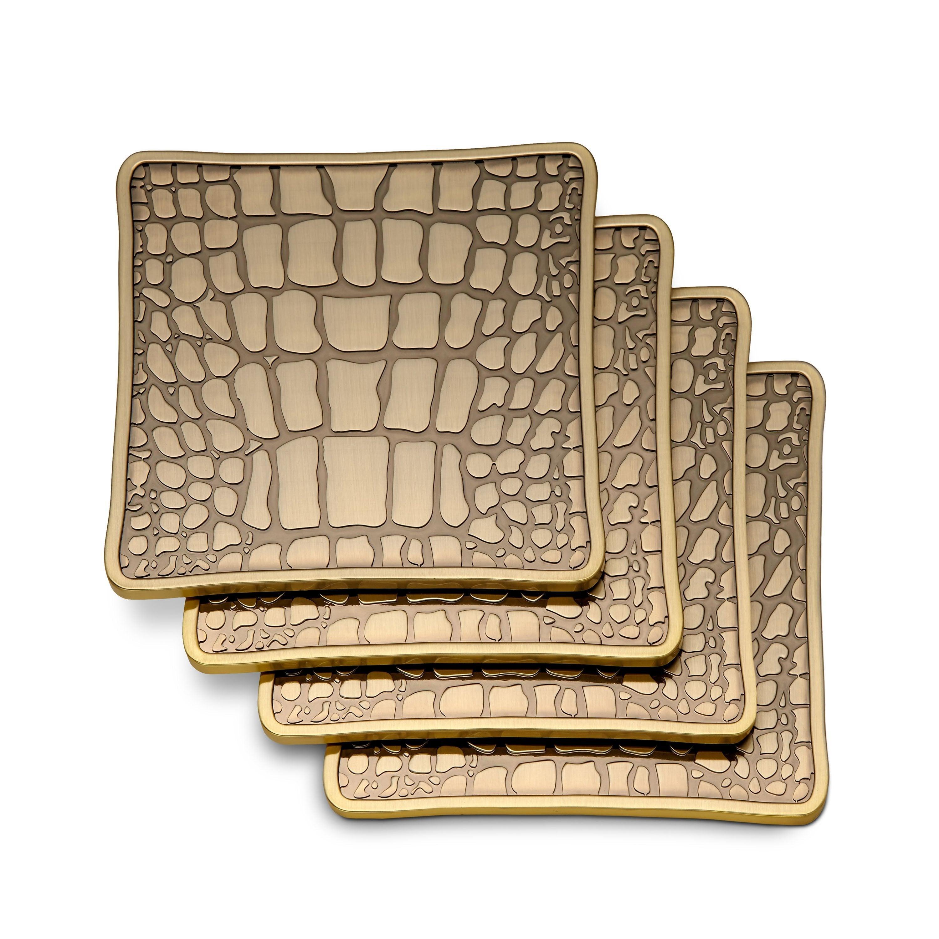 Premium Crocodile Coasters Set of 4 - Absorbent Cork Drink Coasters for Coffee Tables, Bars & Home Decor - Unique Reptile-Themed Home Accessories for Living Room, Office or Gifts