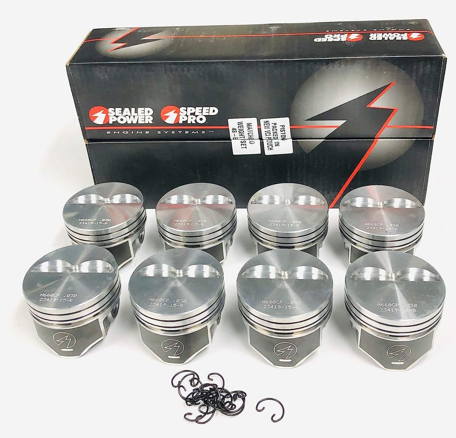 SPEED PRO Hypereutectic 2vr Flat Top Coated Pistons Set of 8 for Chevy Small Block 327 060 - High Performance Engine Build & Racing Upgrade