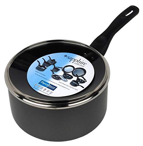 Premium 5-Piece Non-Stick Cookware Set with Glass Lids - 15cm, 18cm, 20cm Sauce Pans & Frying Pan - 43x26x18cm Black Sapphire Collection - Perfect for Baking, Frying & Everyday Cooking