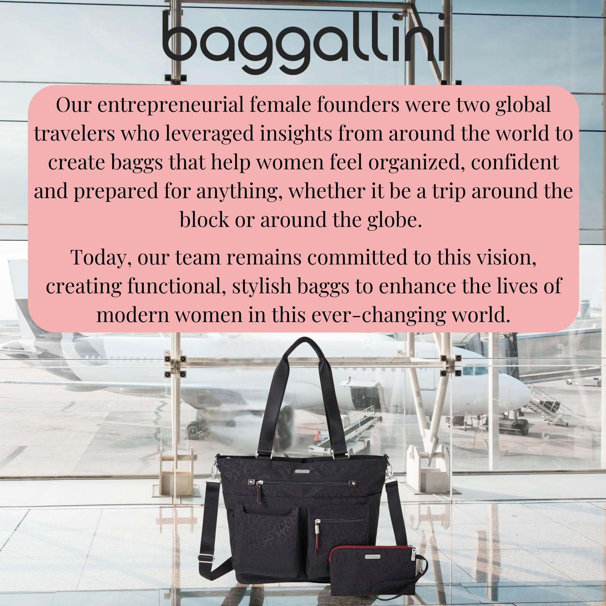 Baggallini Any Day RFID Blocking Tote Bag with Detachable Phone Wristlet - Perfect for Travel, Work & Everyday Use