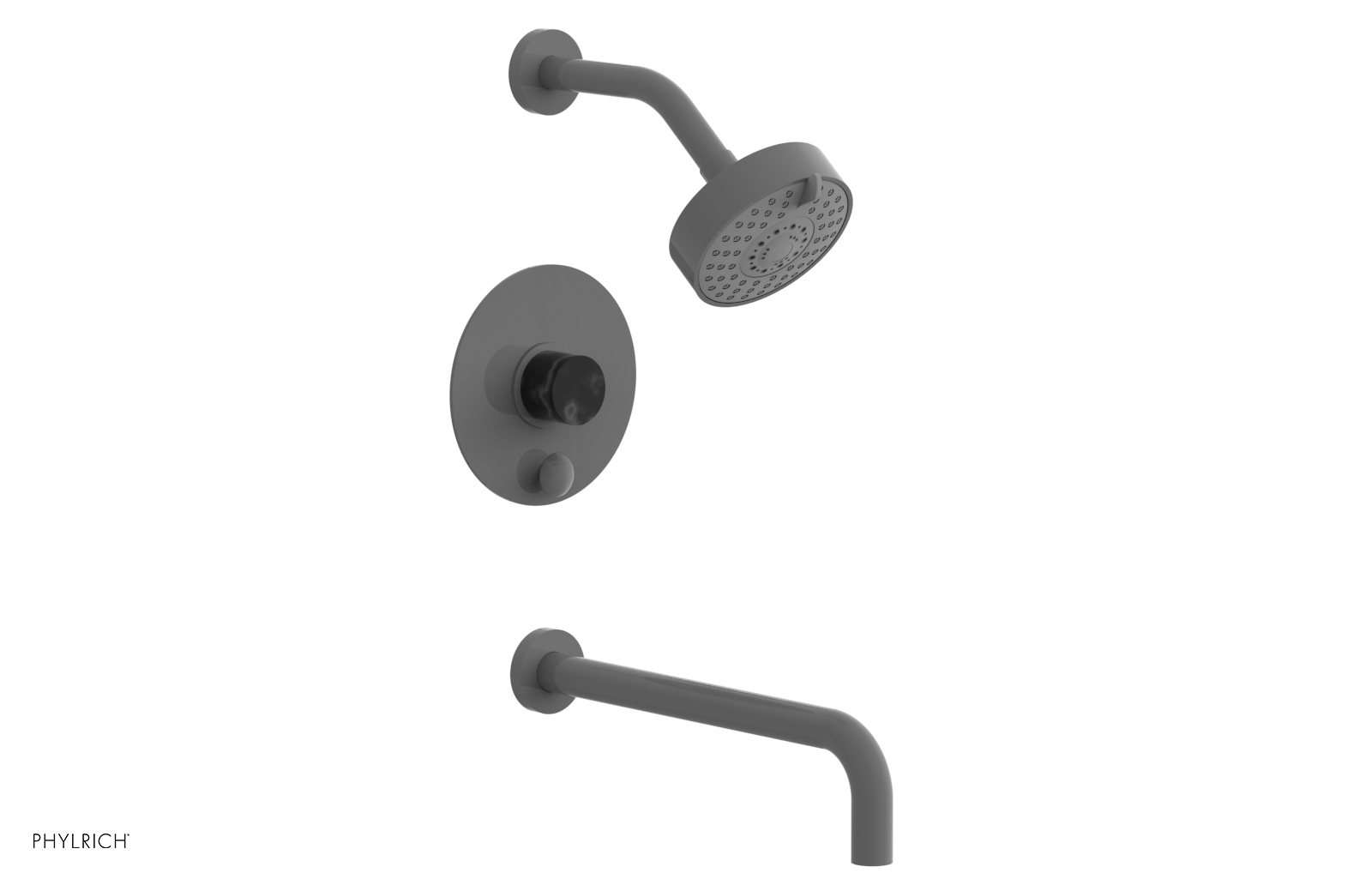 BASIC II 12 Pressure Balance Tub and Shower Set - Black Marble Finish, 230 28 12 - Perfect for Modern Bathroom Renovations & Spa-Like Showers